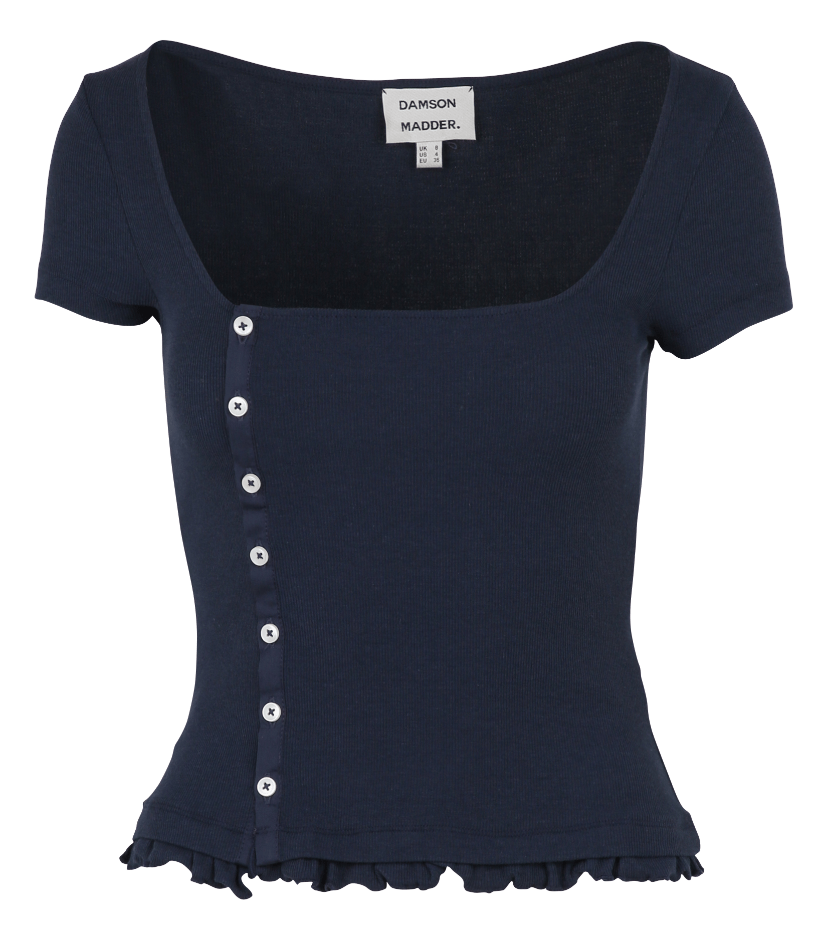 Rechte top met U-hals van biologisch katoenmix DAMSON MADDER Blauw