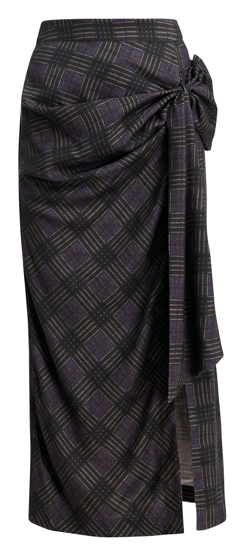 Jupe midi drapée à carreaux en coton mélangé ESSENTIEL ANTWERP Gris