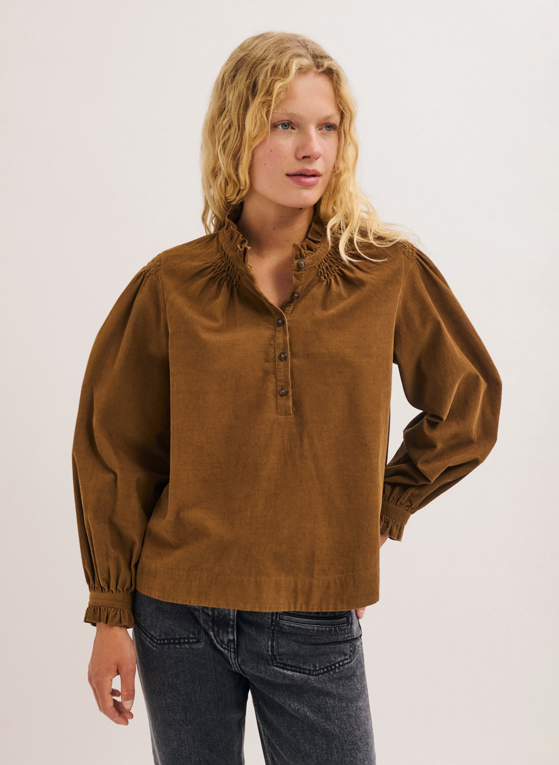 Weite Baumwollbluse PABLO Braun