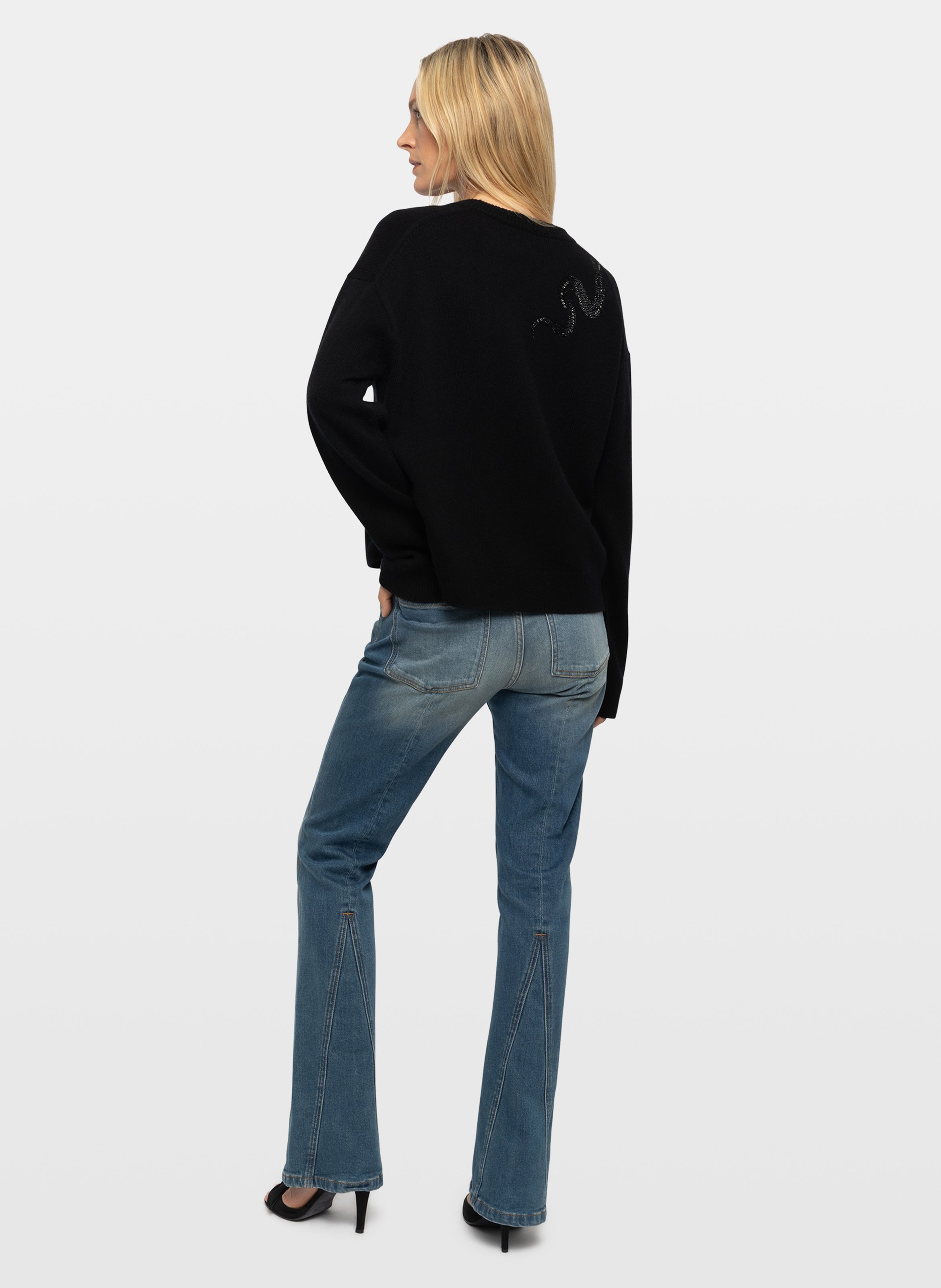 Pull droit à strass en laine et cachemire ZADIG&VOLTAIRE Black