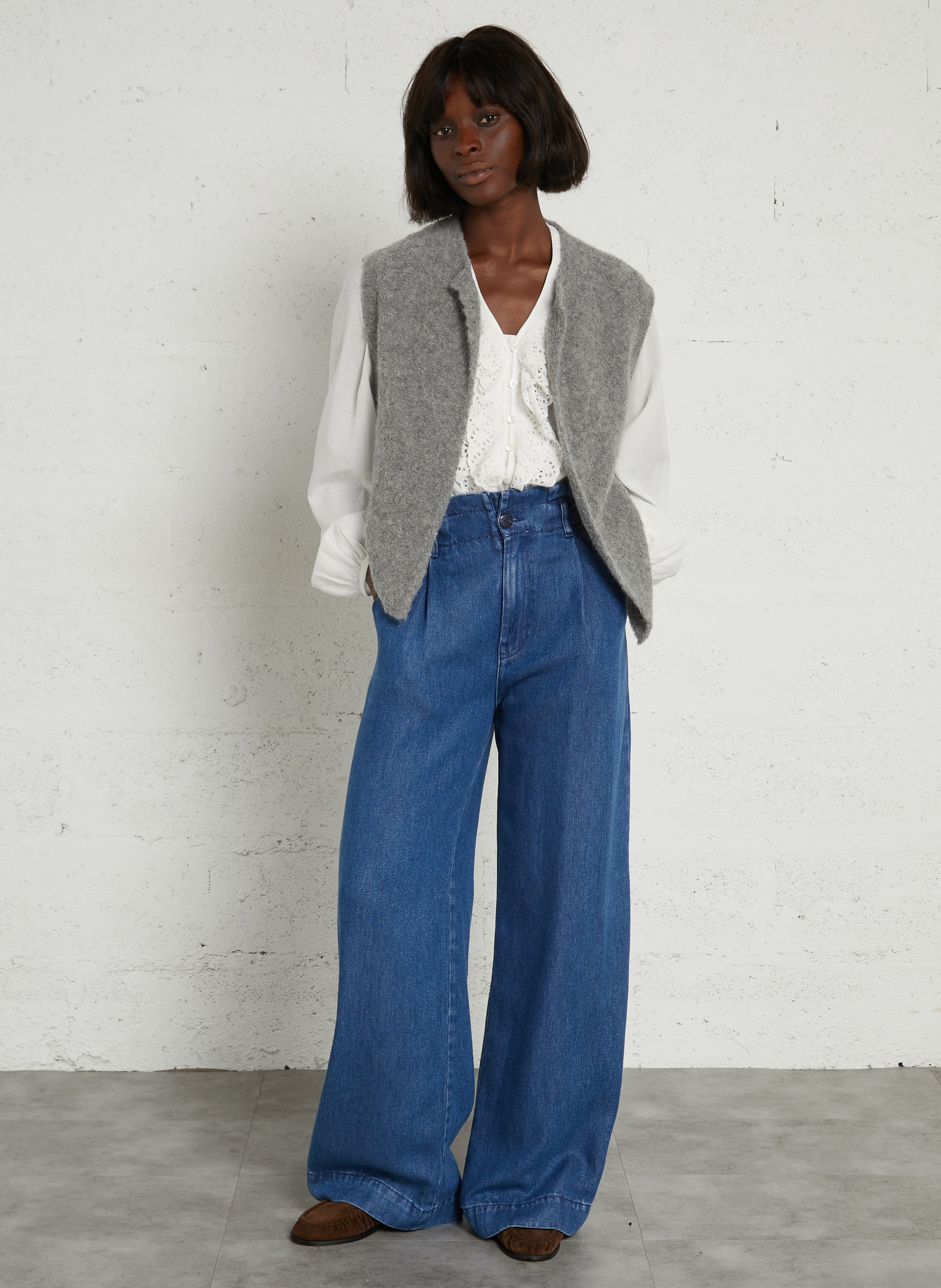 Straight cardigan DES PETITS HAUTS Grey
