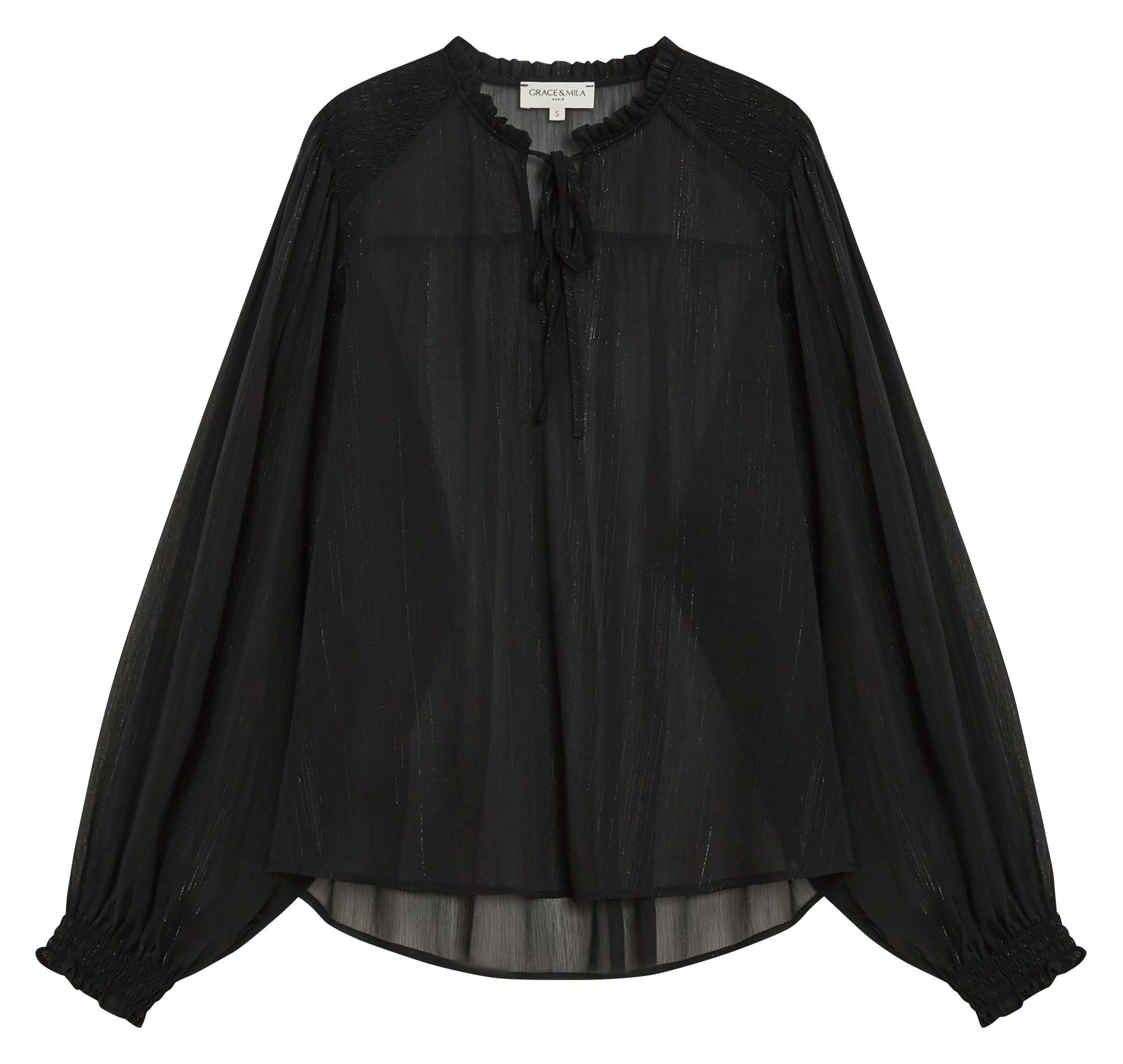 Blouse transparente en mousseline GRACE ET MILA Noir