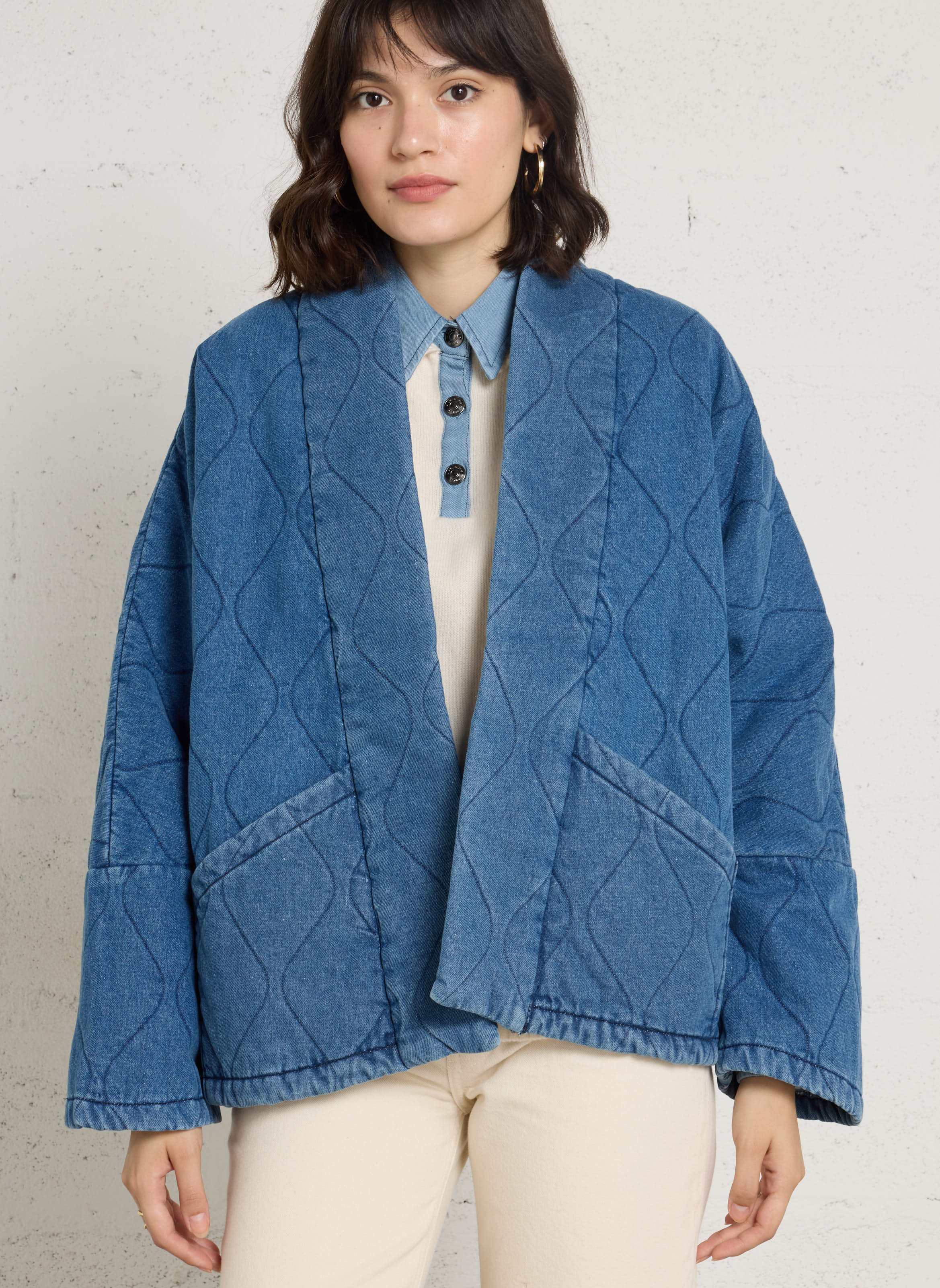 Steppjacke aus Baumwoll-Denim AOKYANOS Blau