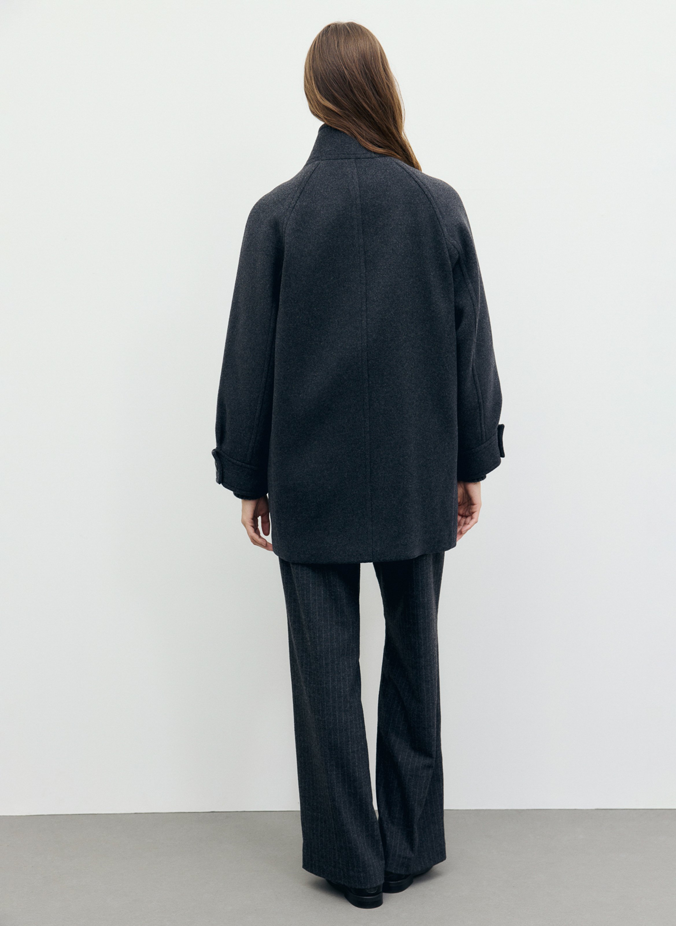 Straight wool-blend coat with high collar GERARD DAREL Grey