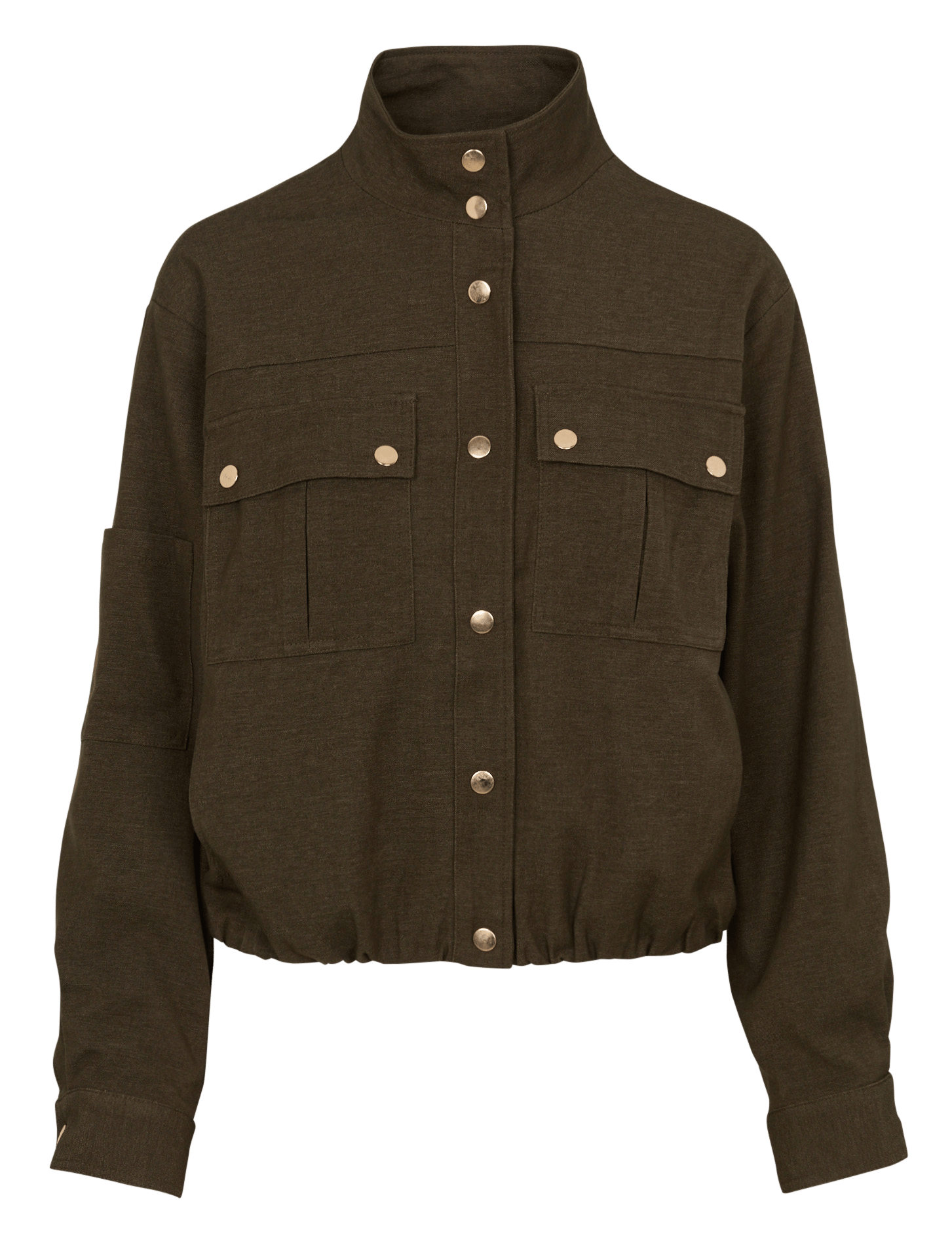 Plain buttoned high-neck jacket LA PETITE ETOILE Khaki