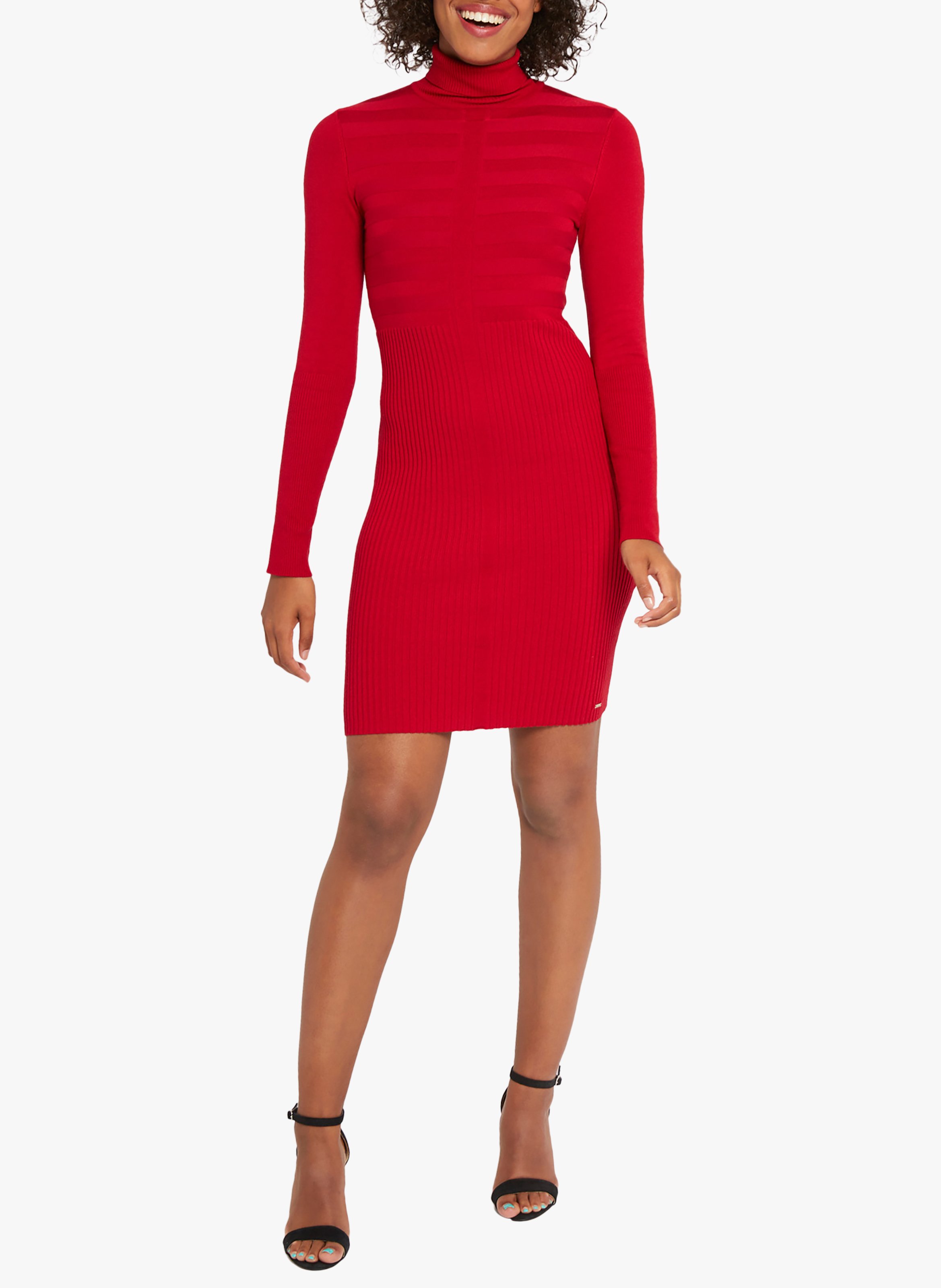 Robe courte col montant en maille MORGAN Rouge
