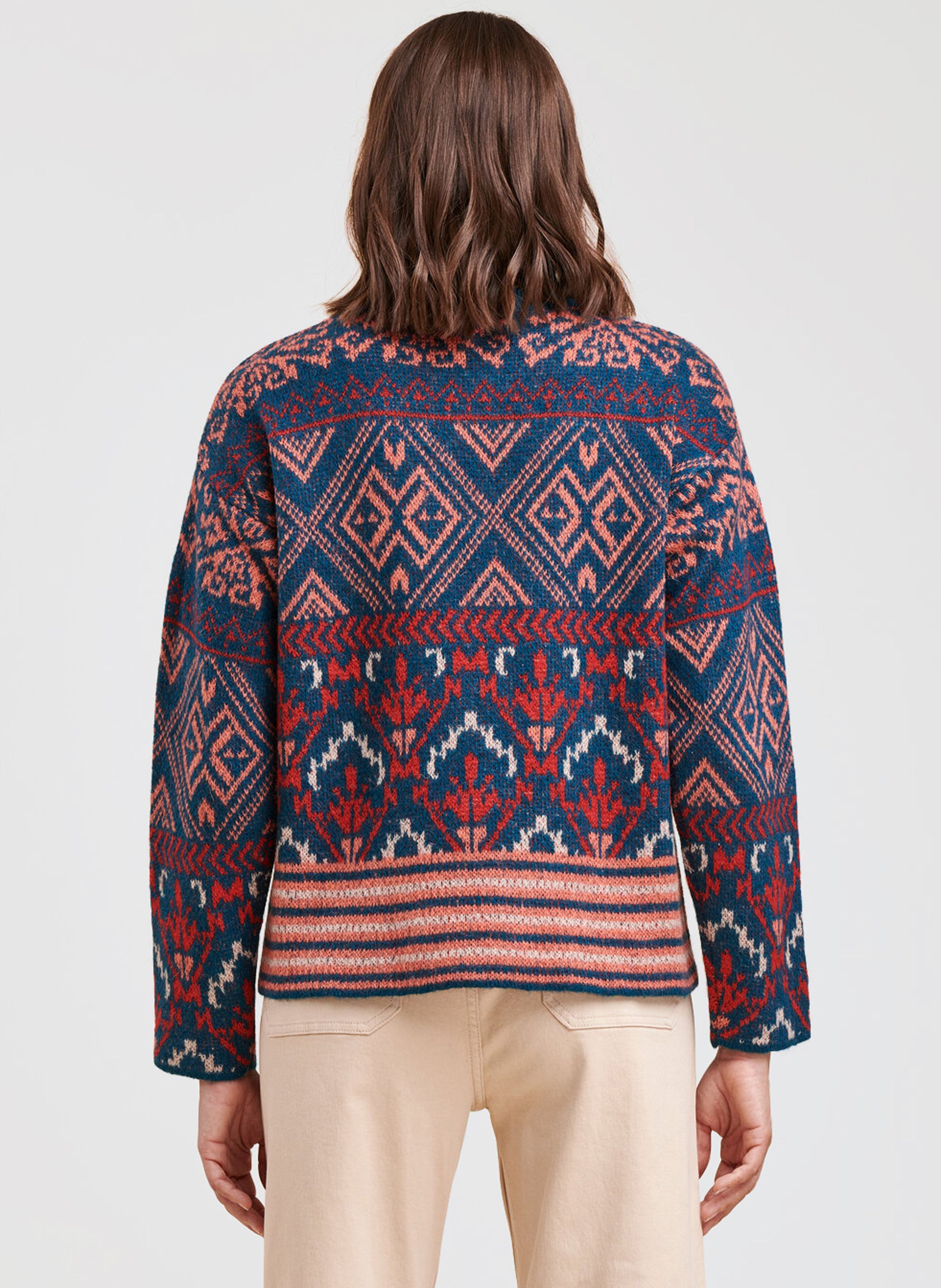 Blue Jacquard knit sweater