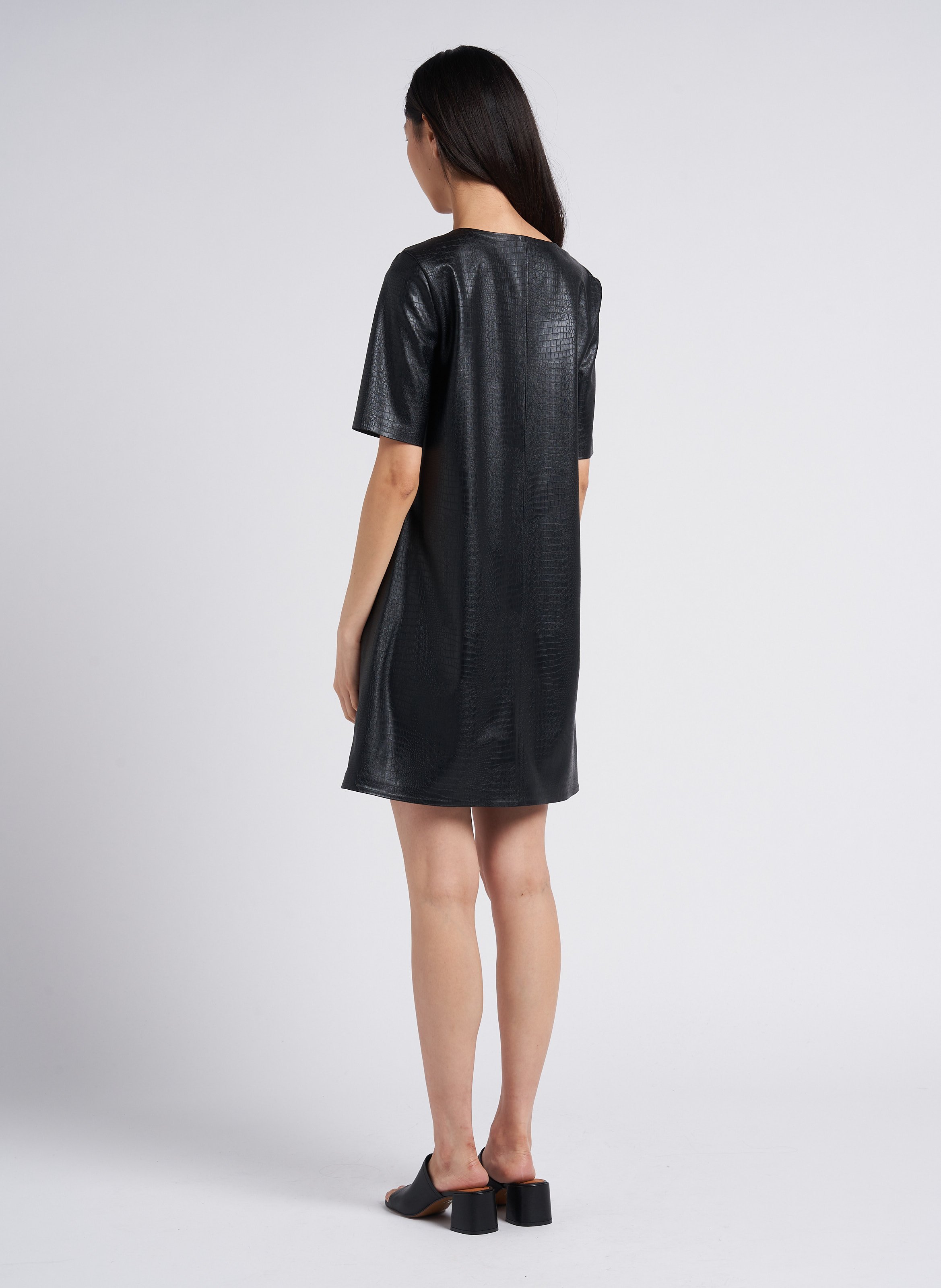 Crocodile-effect short straight dress MAX MARA LEISURE Black