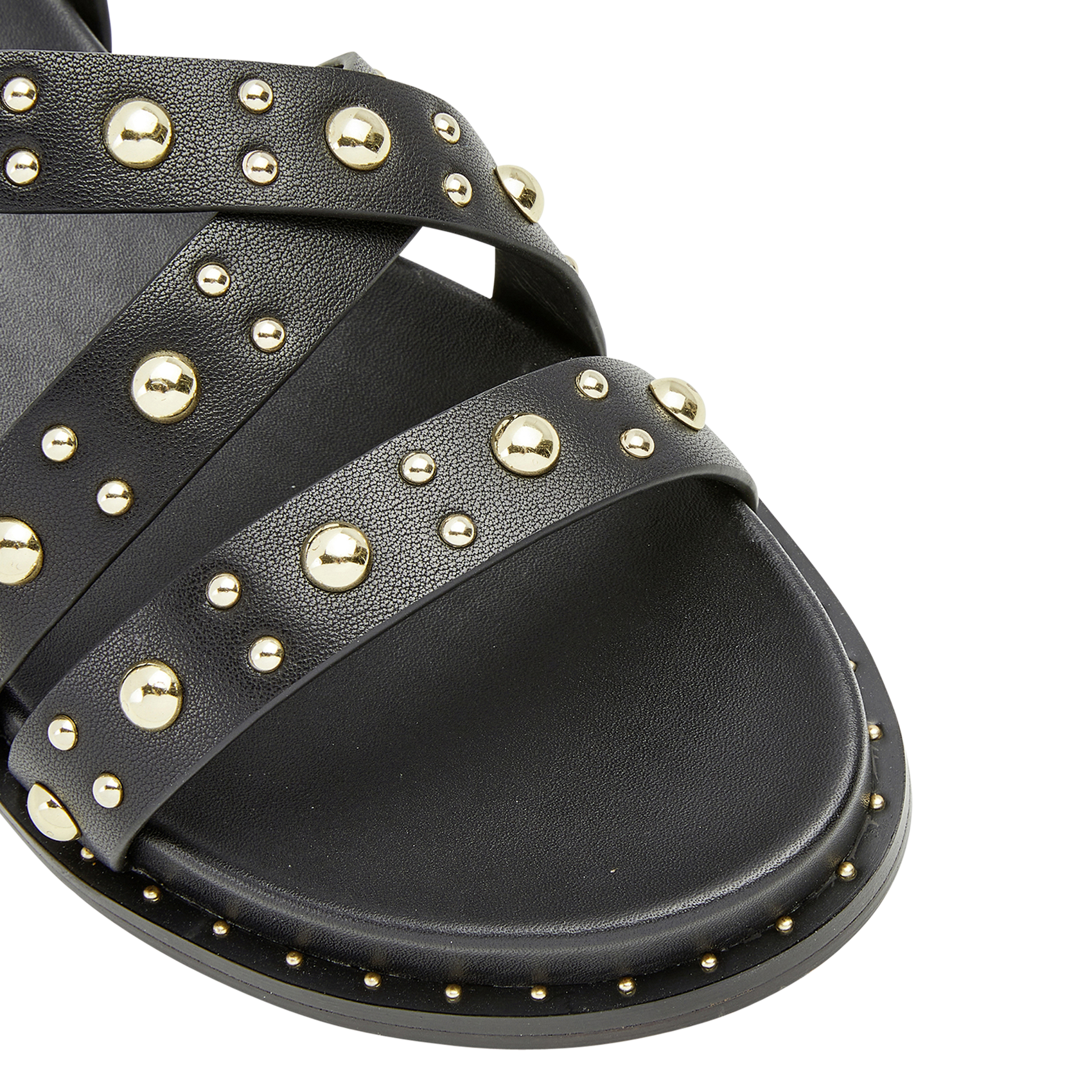 Sandalias planas asimétricas de cuero COSMOPARIS Negro