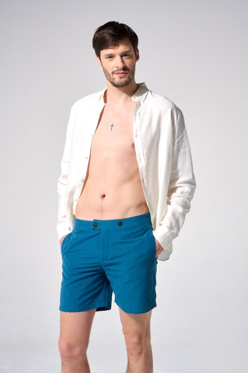 Plain swim shorts with flat waistband APNEE Blue
