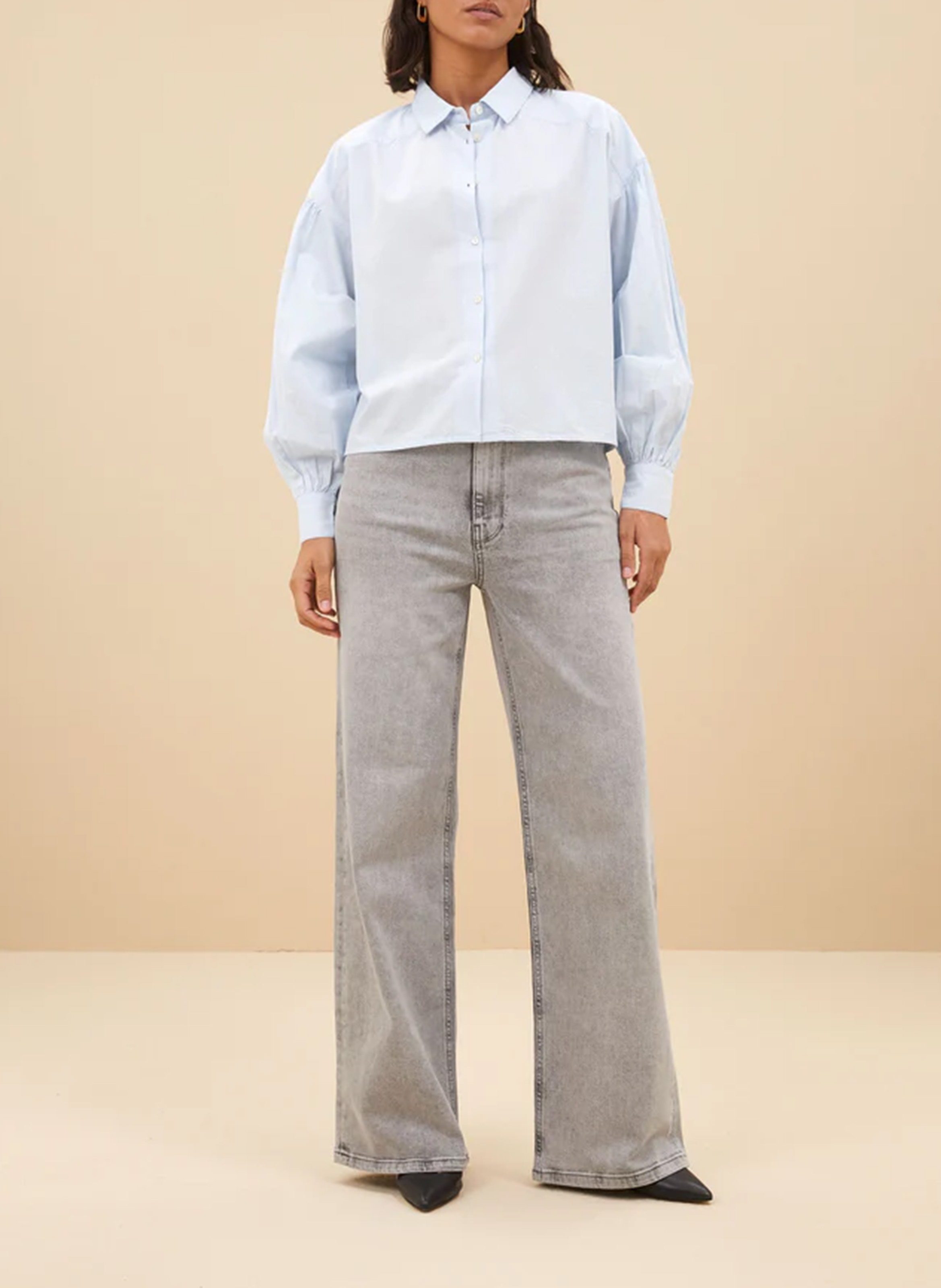 Oversized short cotton shirt Blue