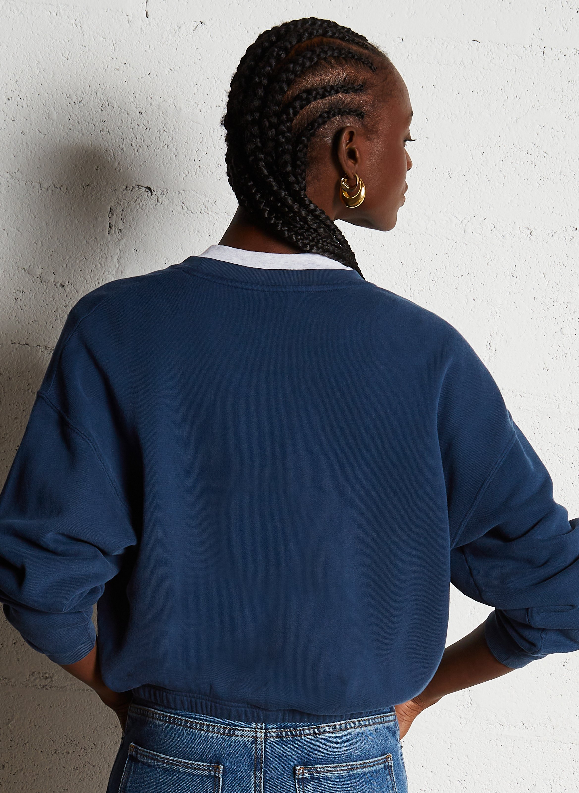 Short round-neck cotton-blend sweatshirt AMERICAN VINTAGE Blue