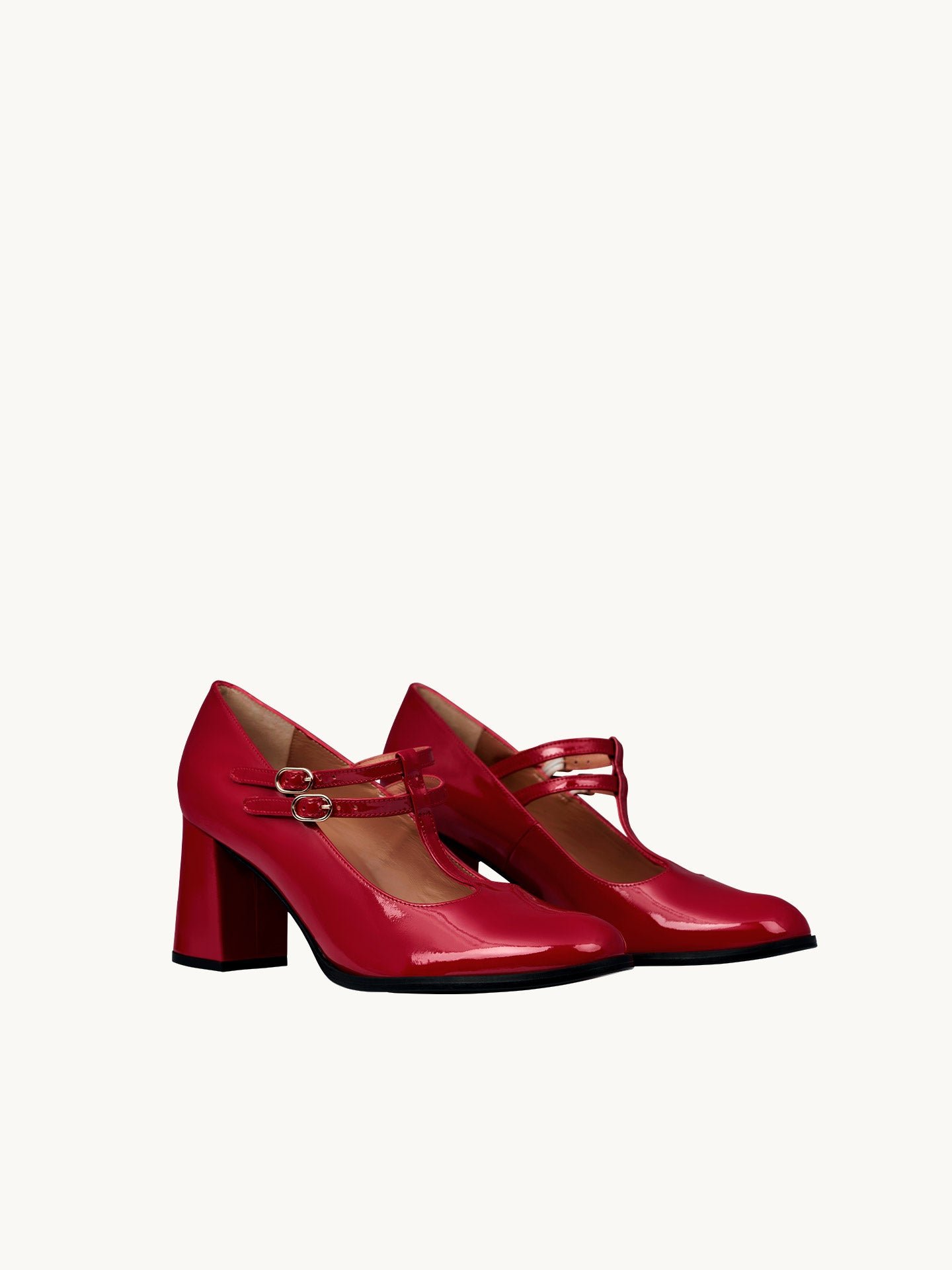 Babies with patent leather T-strap heels EMZI PARIS Red
