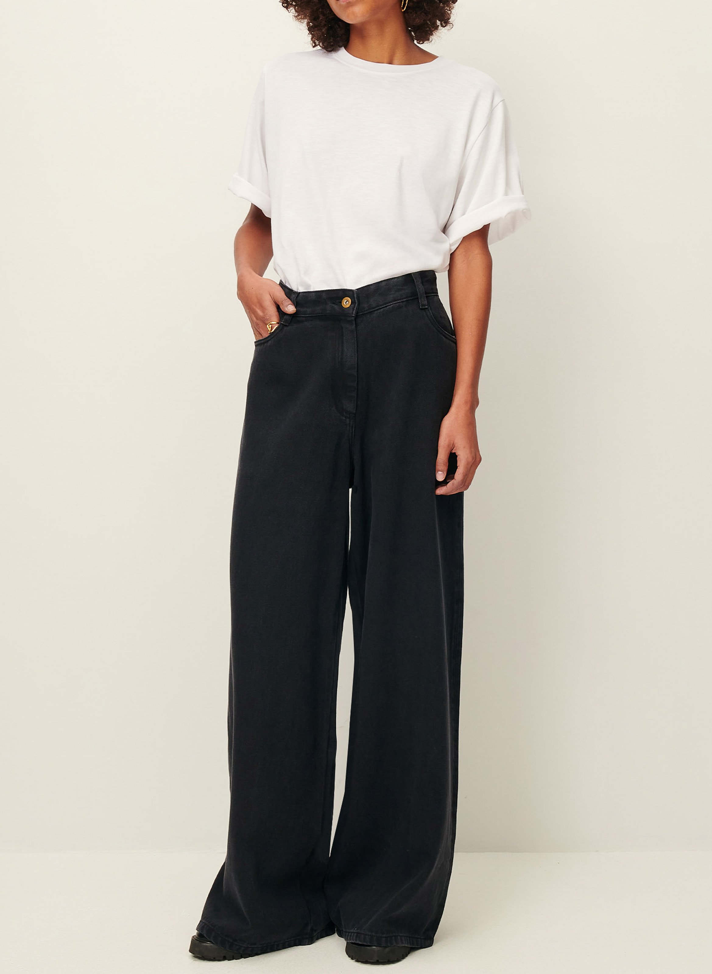 Wide-leg denim jeans SESSUN Black