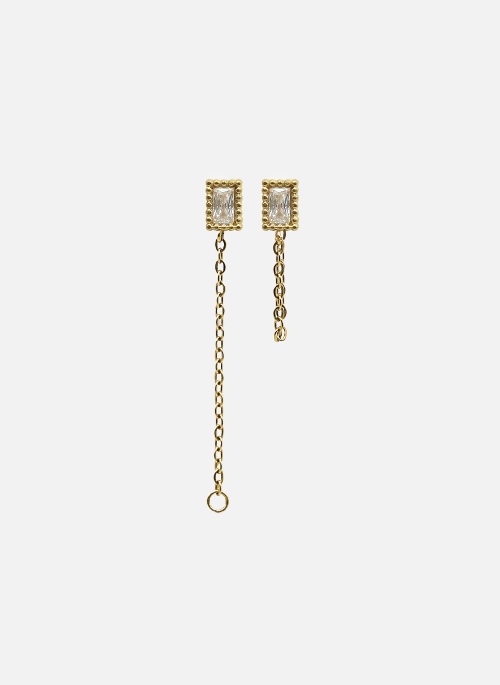 Star-studded rectangle hoop earrings AEC Paris Golden