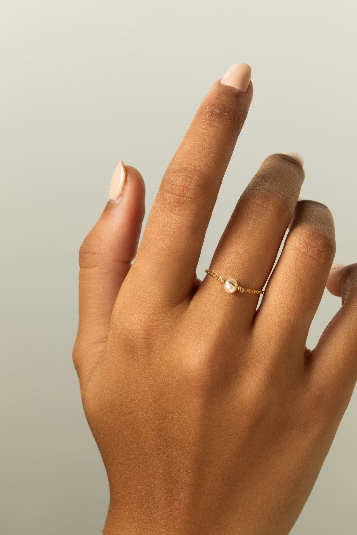 Bague chaînette perle YAY White