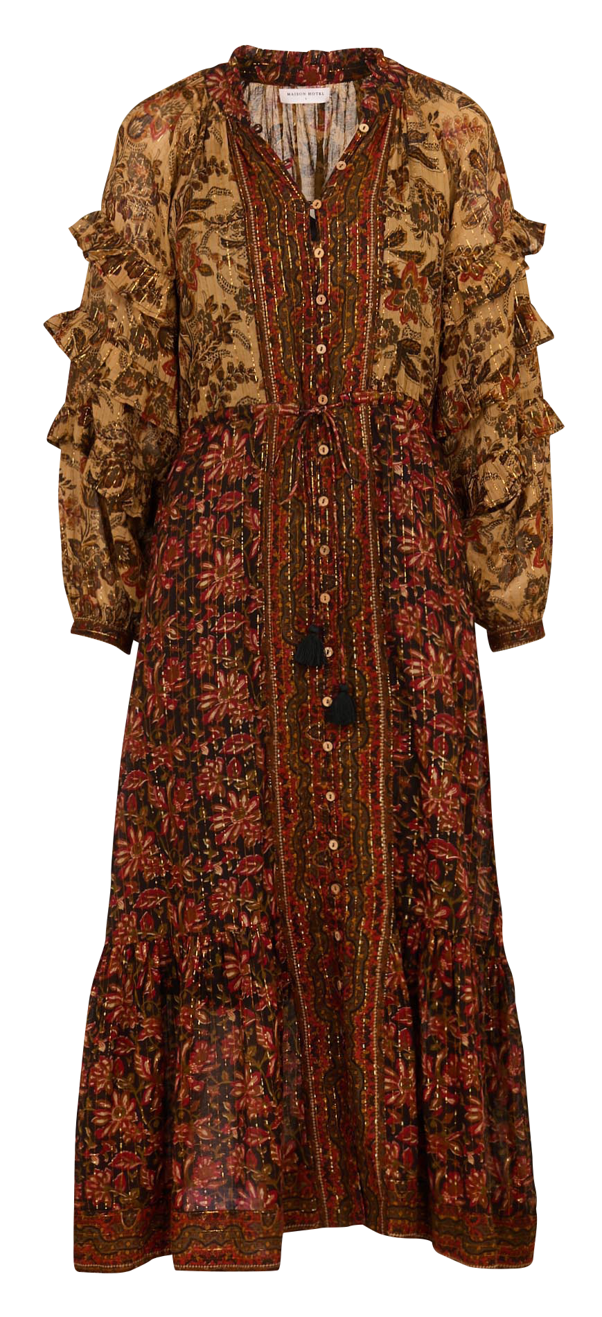 Flared long cotton-blend dress MAISON HOTEL Orange