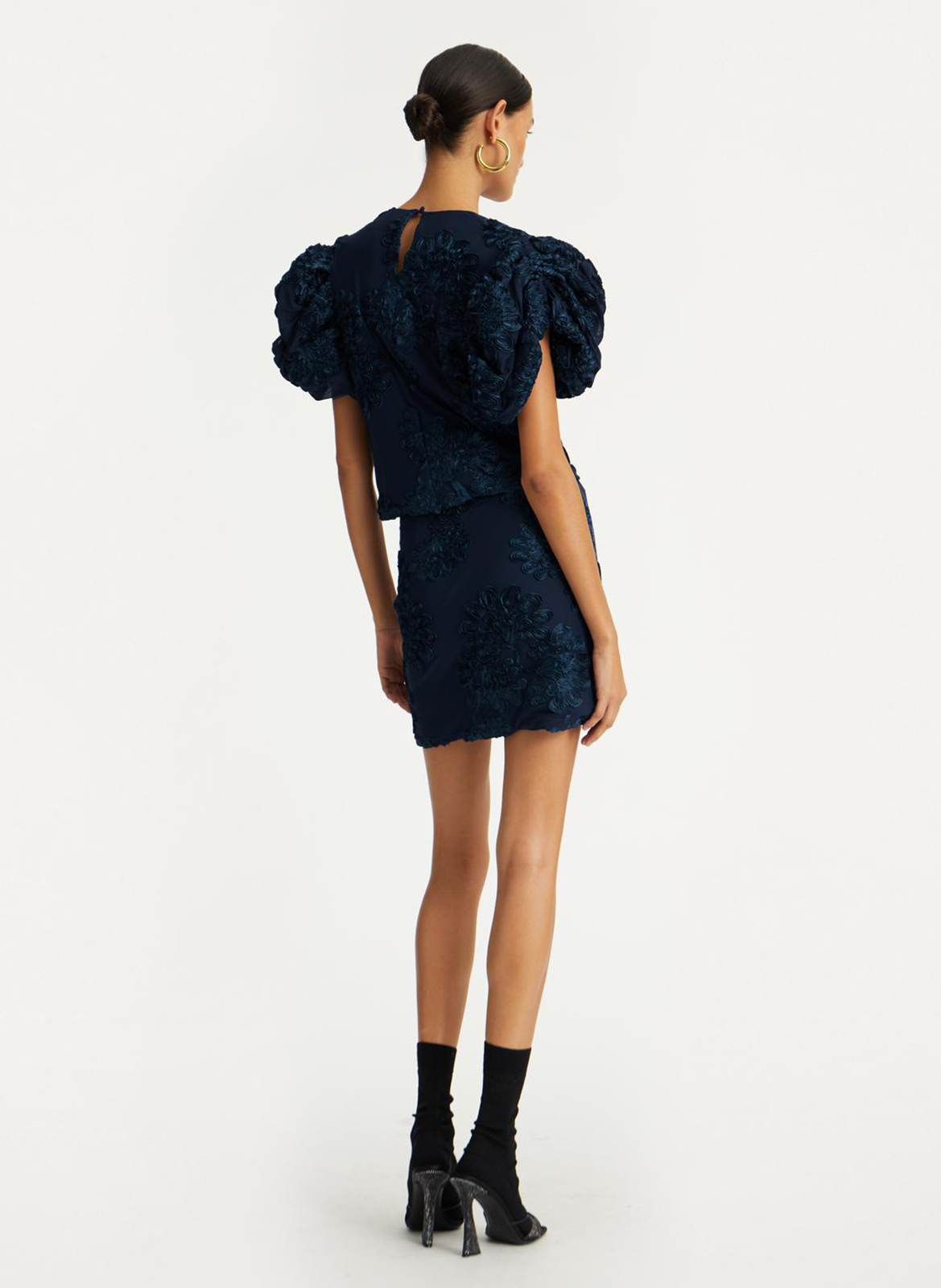 Embroidered round-neck top ROTATE Blue