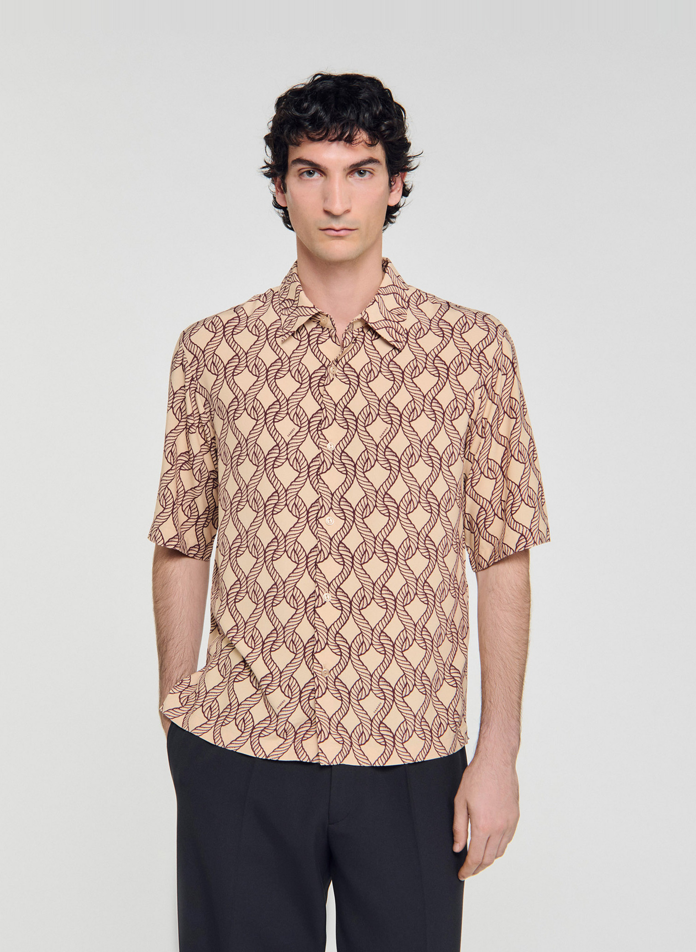 Chemise col classique imprimée SANDRO Beige