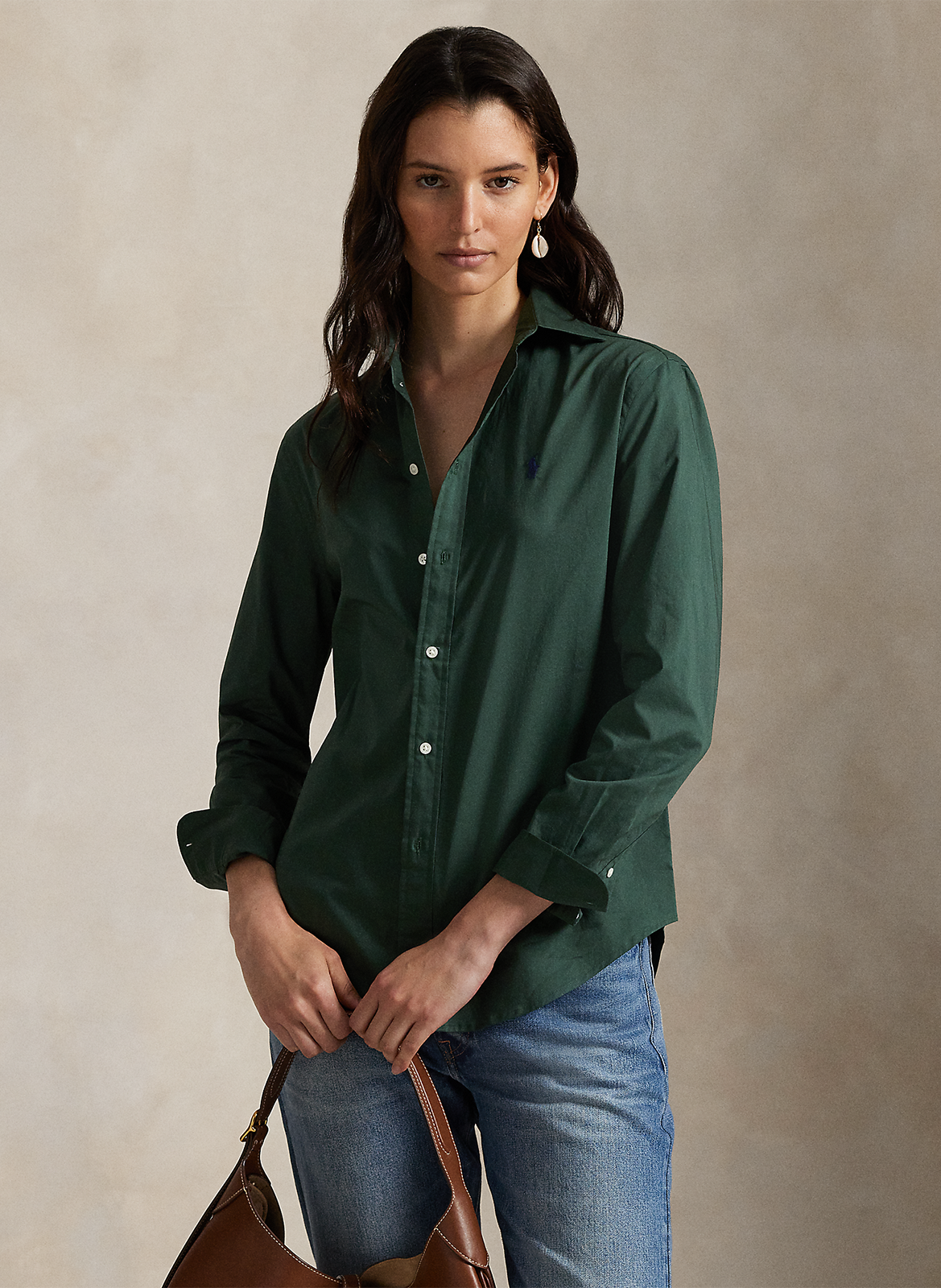 Chemise col classique en coton POLO RALPH LAUREN Vert