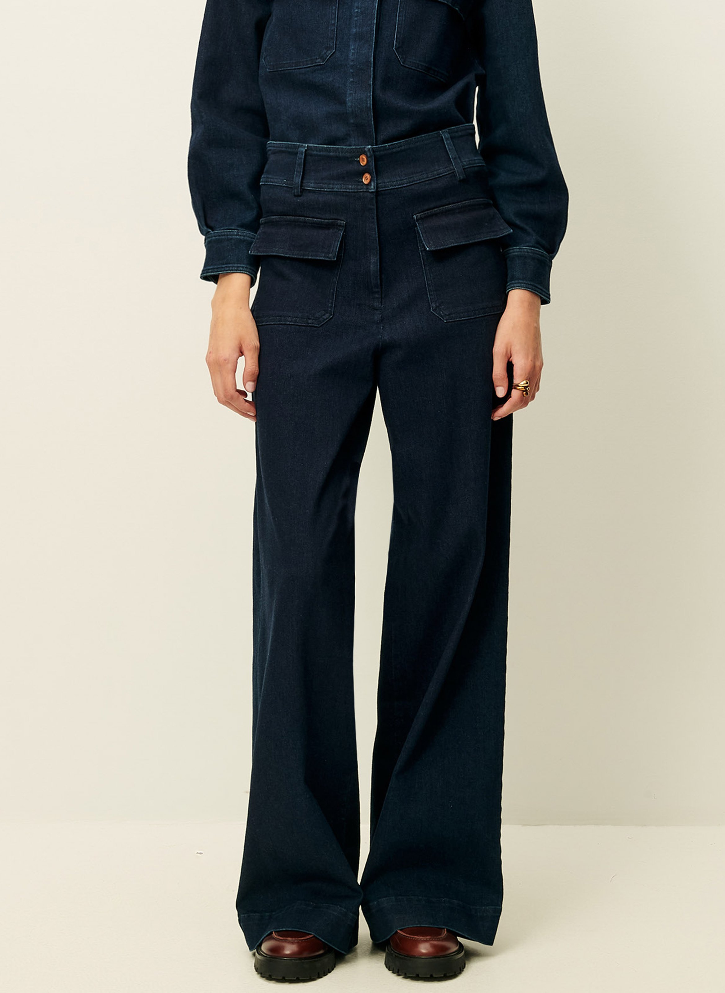 Flared lightweight denim pants SESSUN Blue