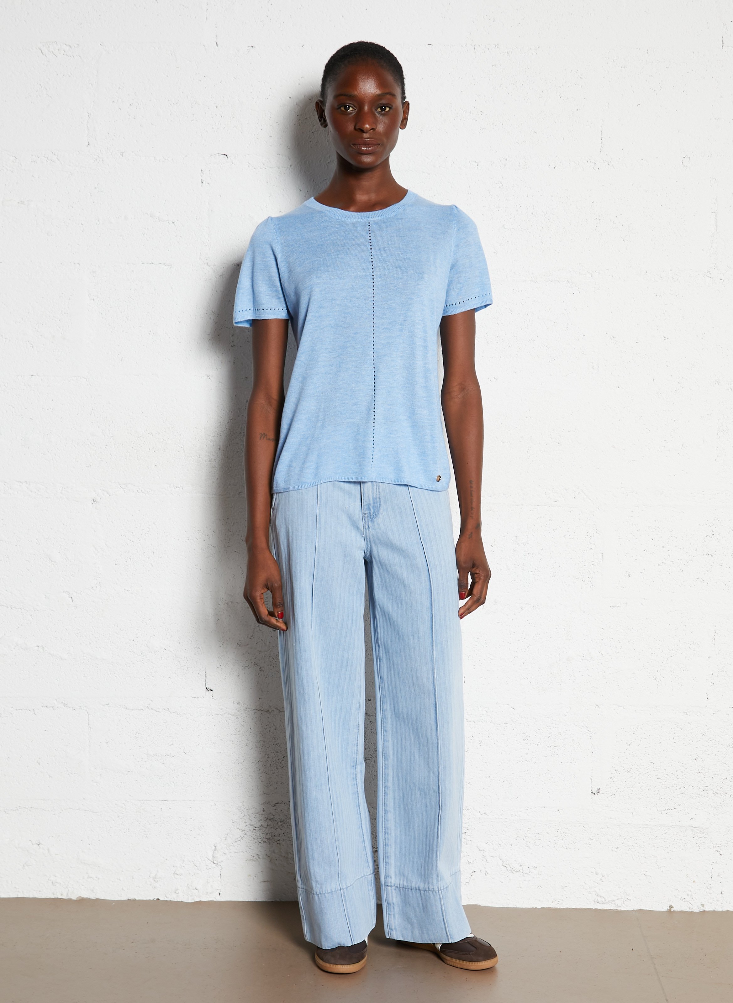 Rundhalsausschnitt-Pullover mit kurzen Ärmeln LA PETITE ETOILE Blau