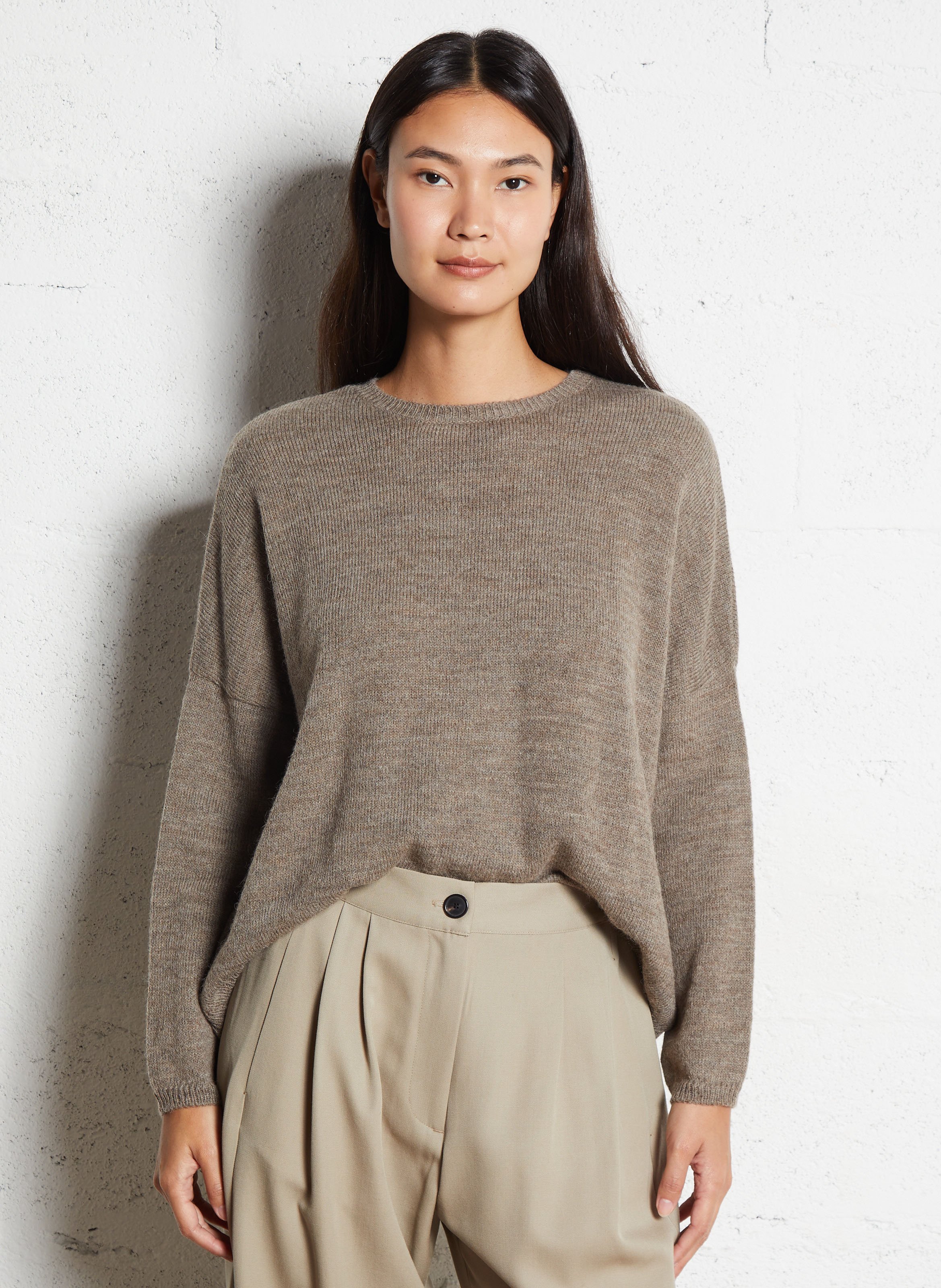 Pull oversize col rond en alpaga mélangé  MASSCOB