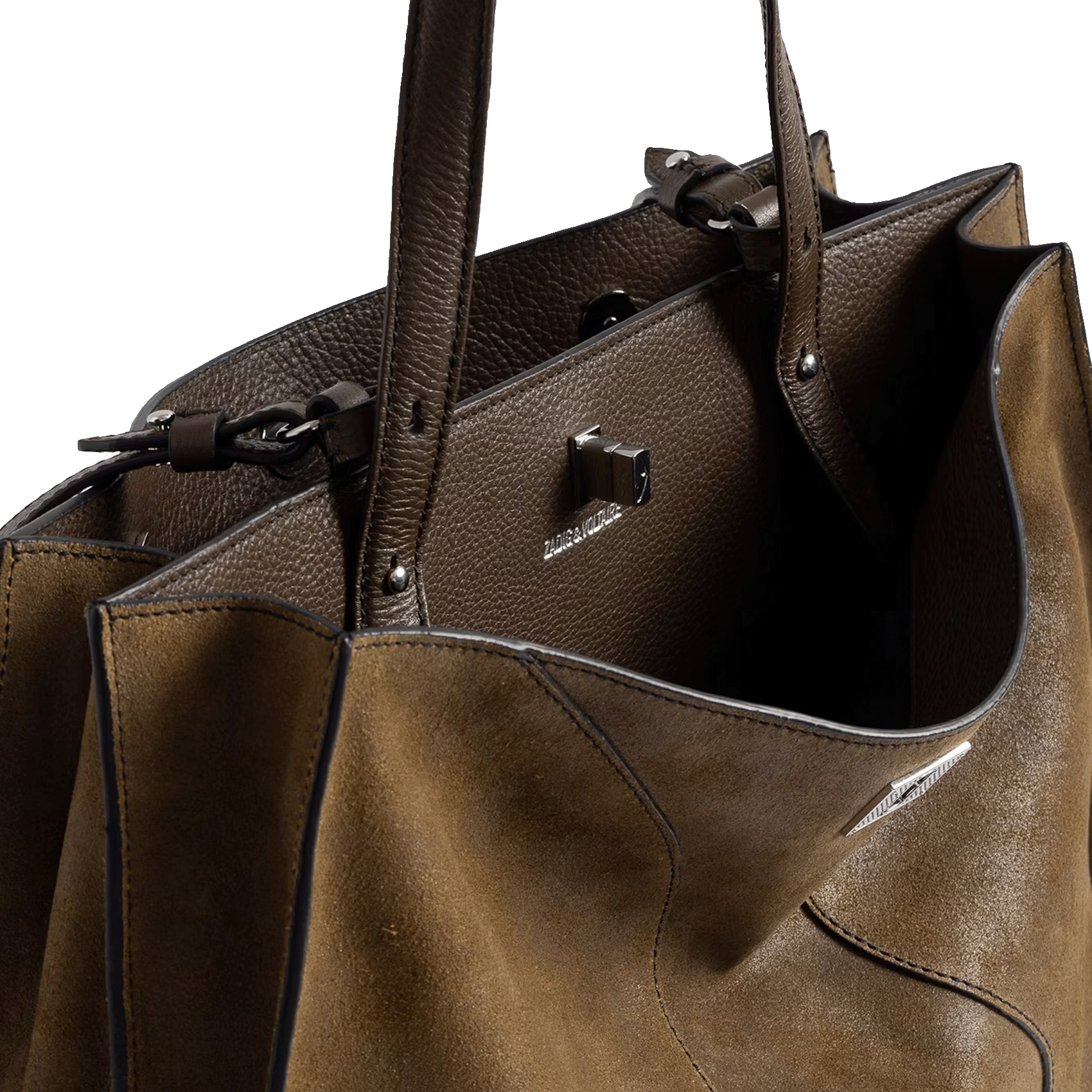 Rechthoekige shopper tas van suède leer ZADIG&VOLTAIRE Bruin