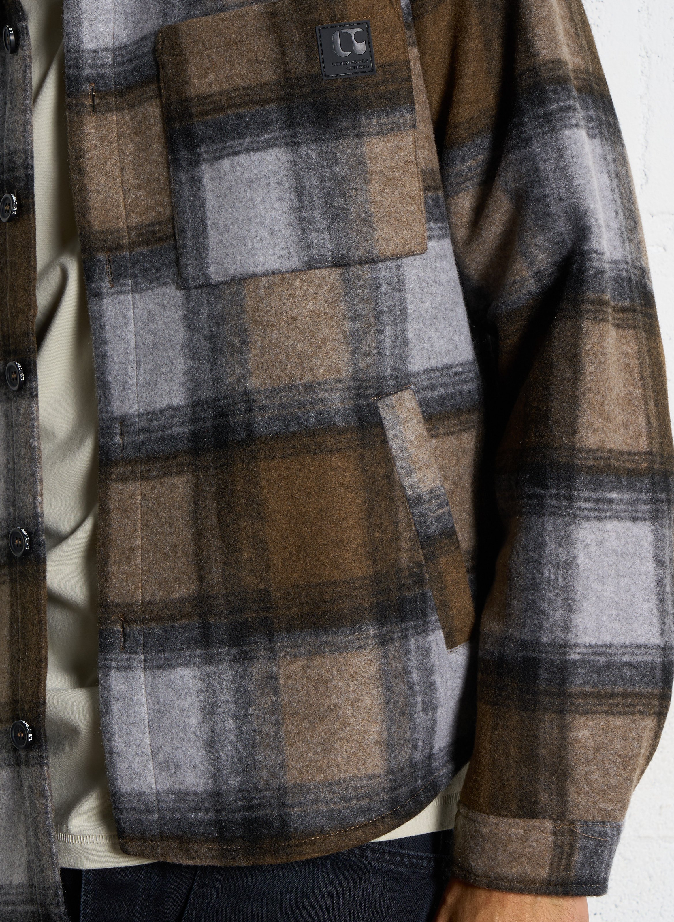 Checkered overshirt with classic collar LE TEMPS DES CERISES Grey