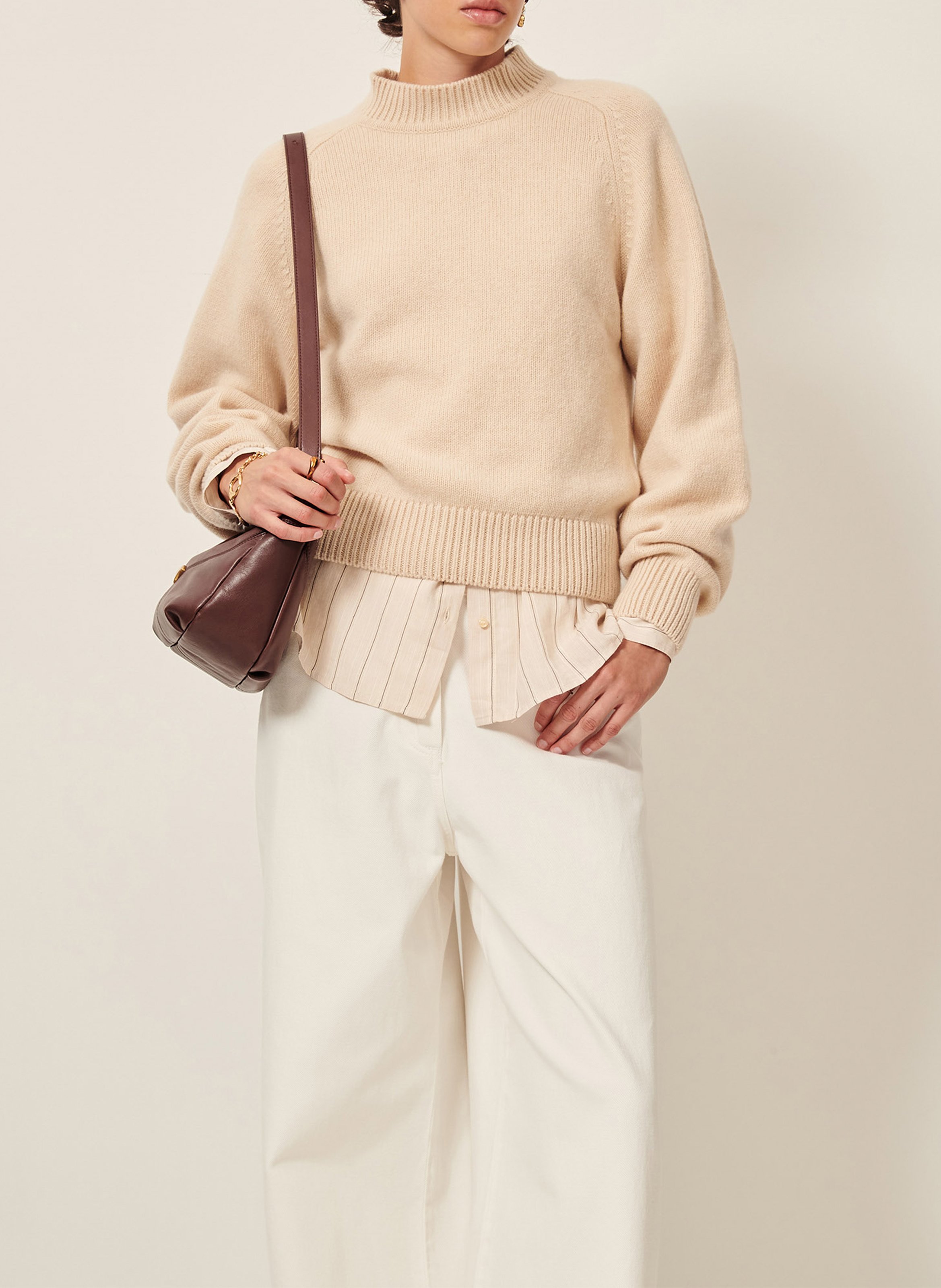 Pull droit en laine mélangée SESSUN Beige