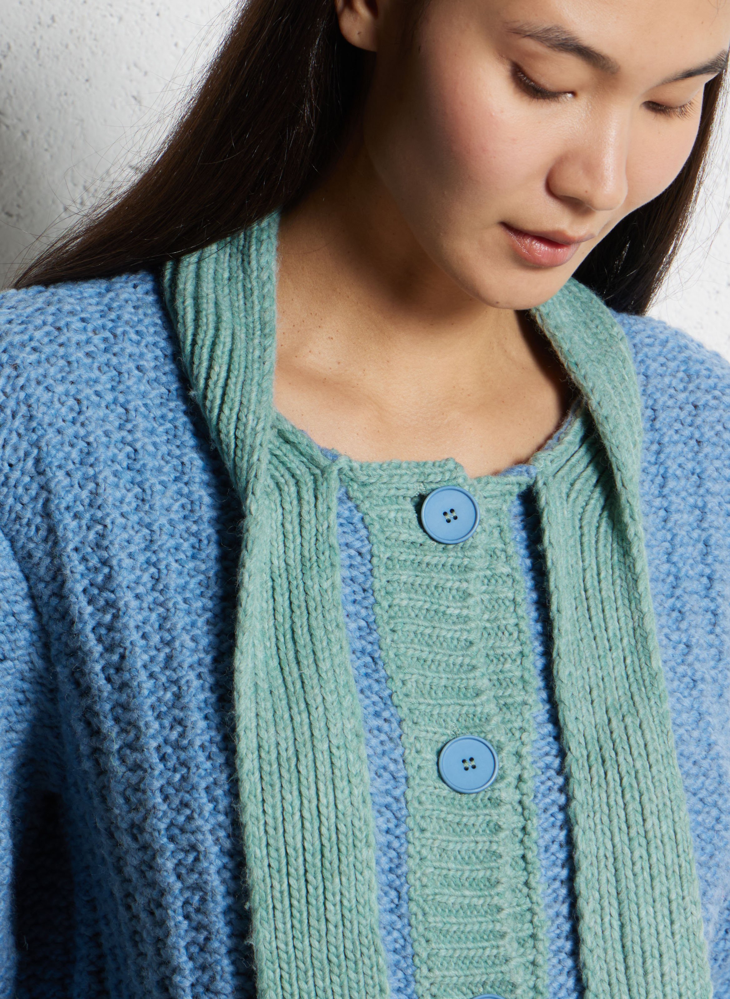 Gilet oversize col rond DR BLOOM Bleu