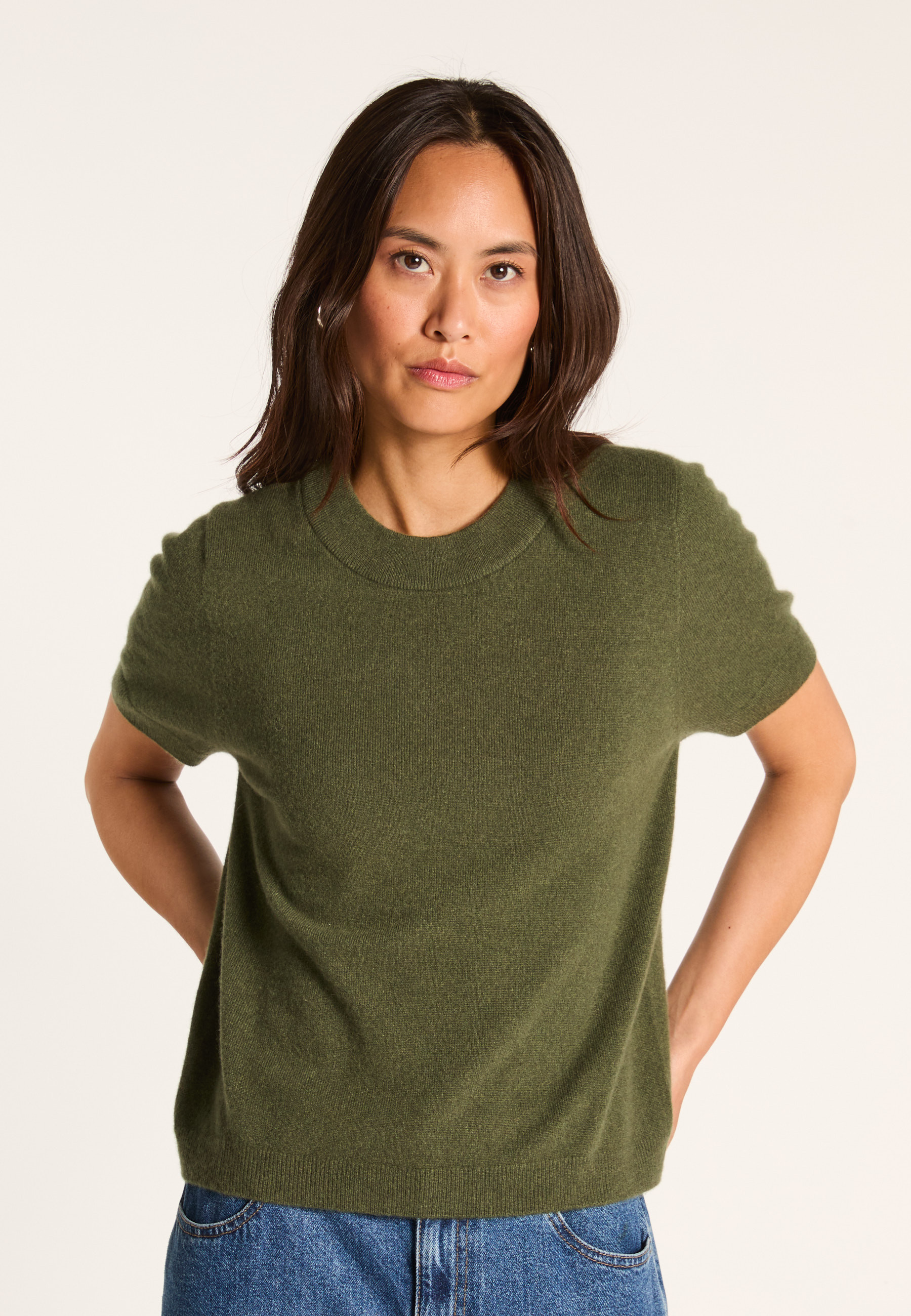 Cashmere T-shirt MAISON MONTAGUT Khaki