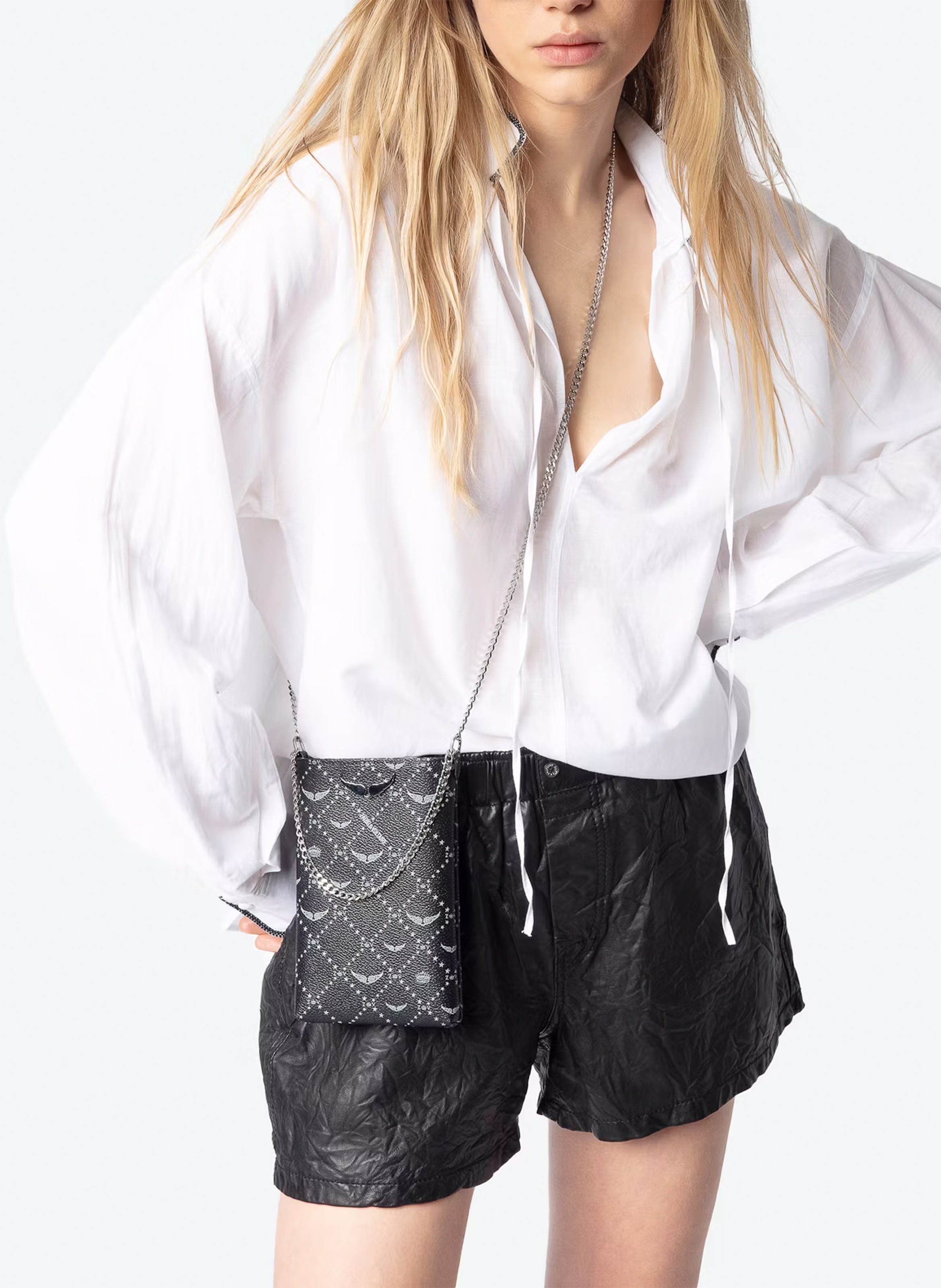 Pochette de téléphone en cuir imprimé ZADIG&VOLTAIRE Noir