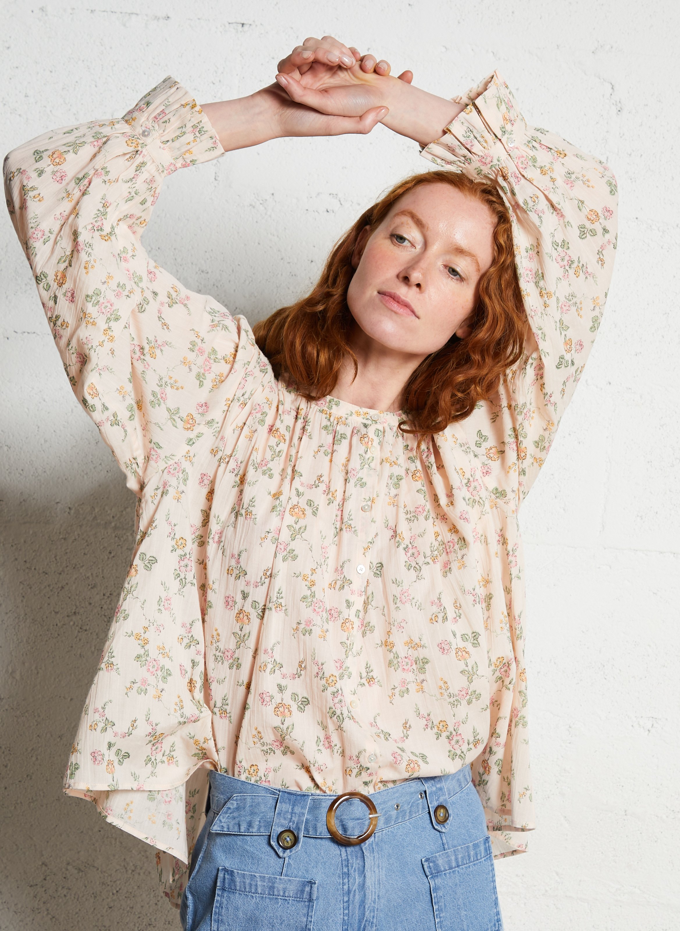 Round-neck organic cotton shirt EMILE ET IDA Red