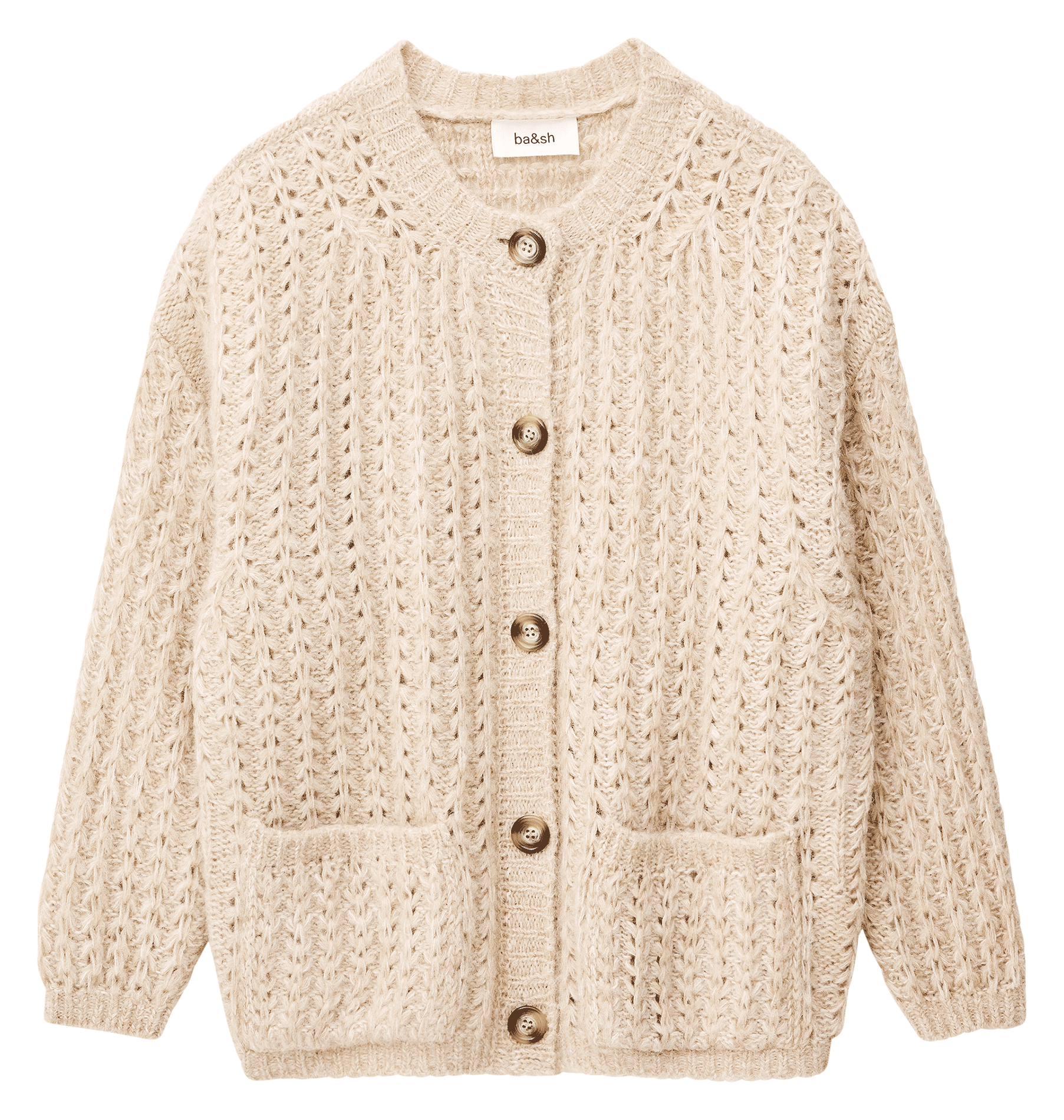 Ronde hals vest in gemengde linnen BA&SH Beige