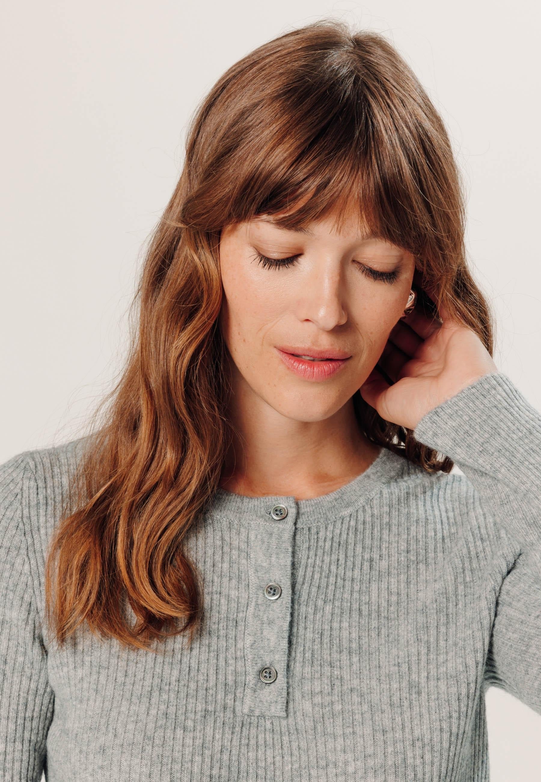 Cashmere Tunisian collar sweater RODIER Grey