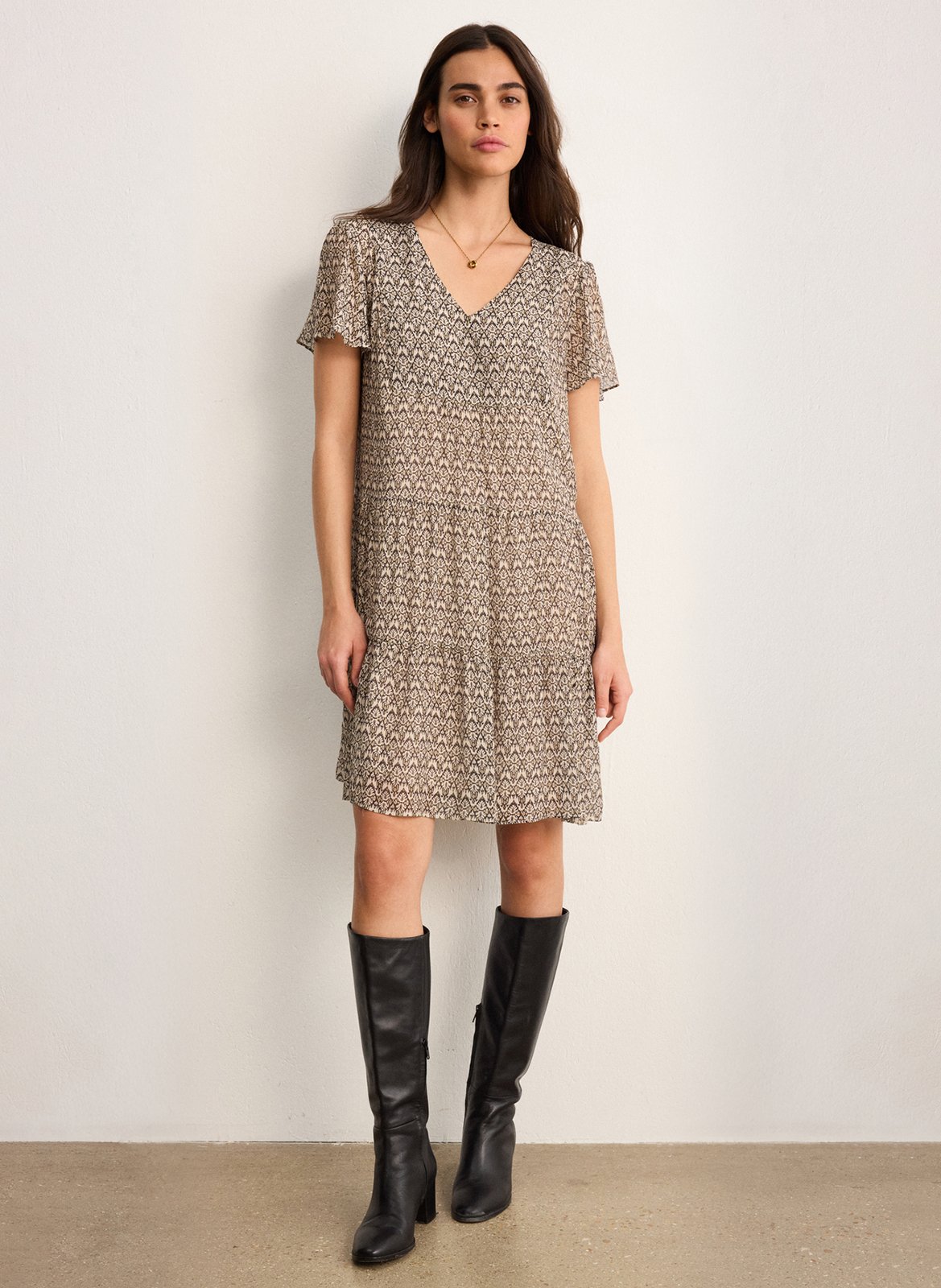 Kurzkleid aus Viskose-Mix PABLO Beige