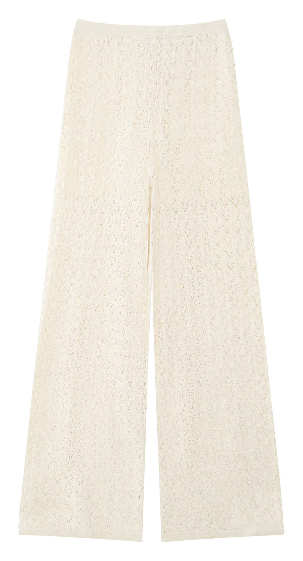 High-waisted crochet long pants GRACE ET MILA White