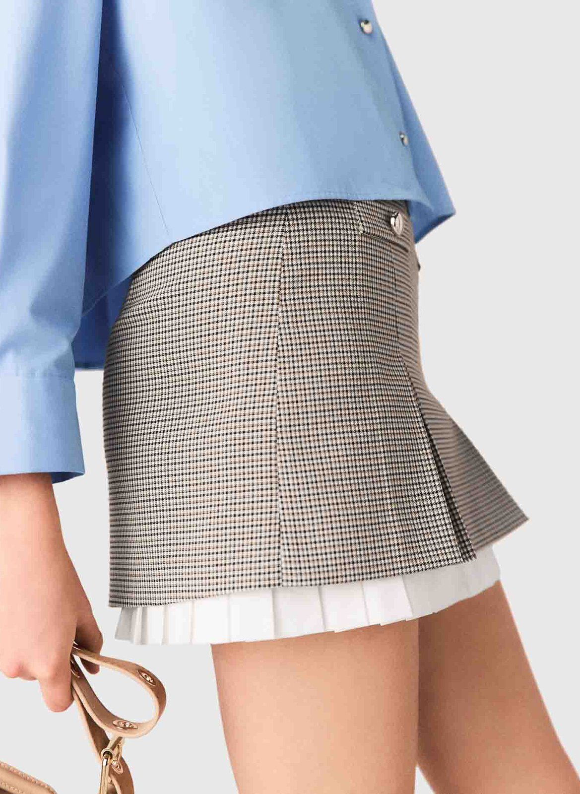 Jupe courte évasée imprimée MAJE Marron