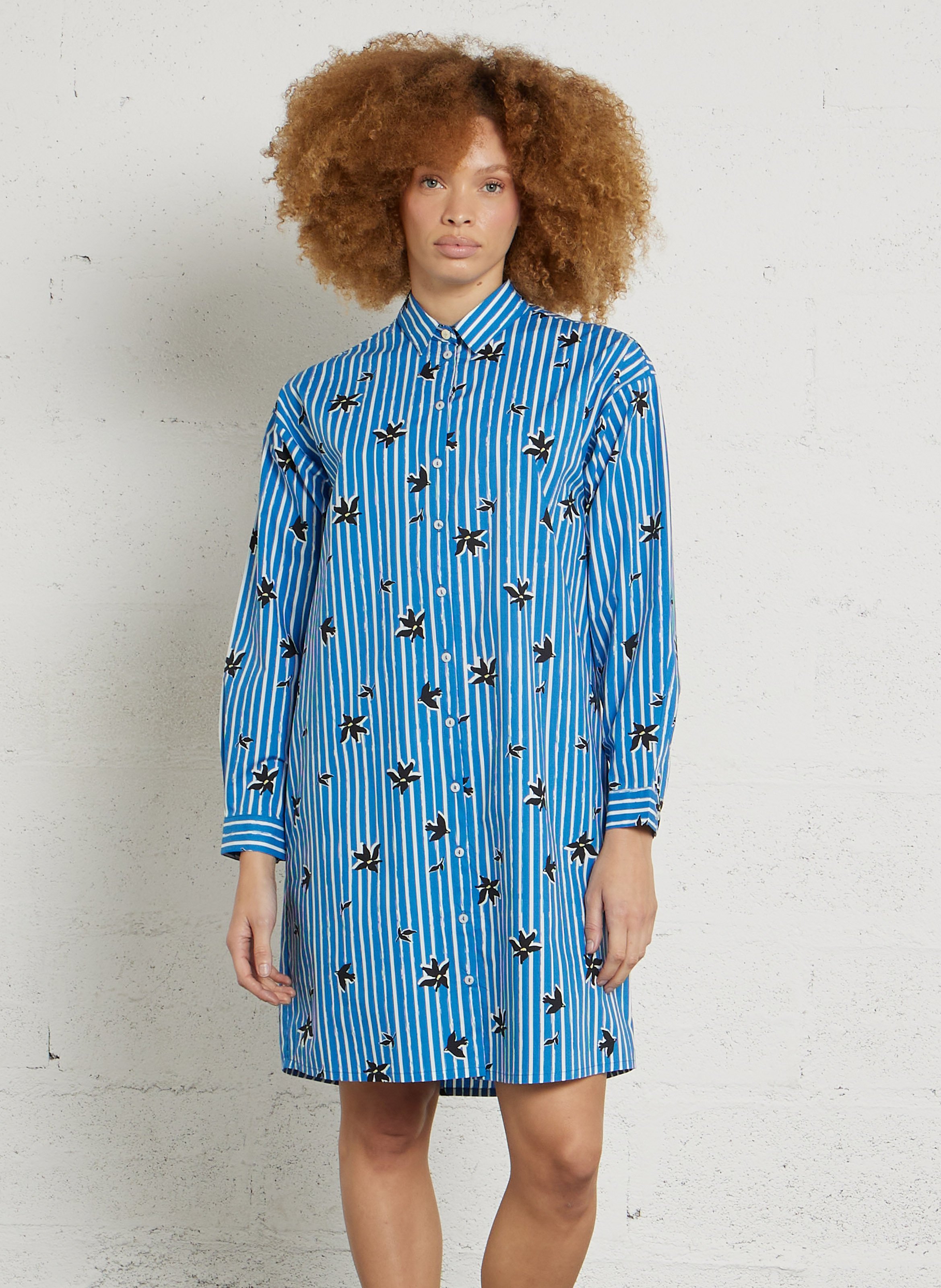 Robe courte chemise rayée à motifs ONE STEP Bleu
