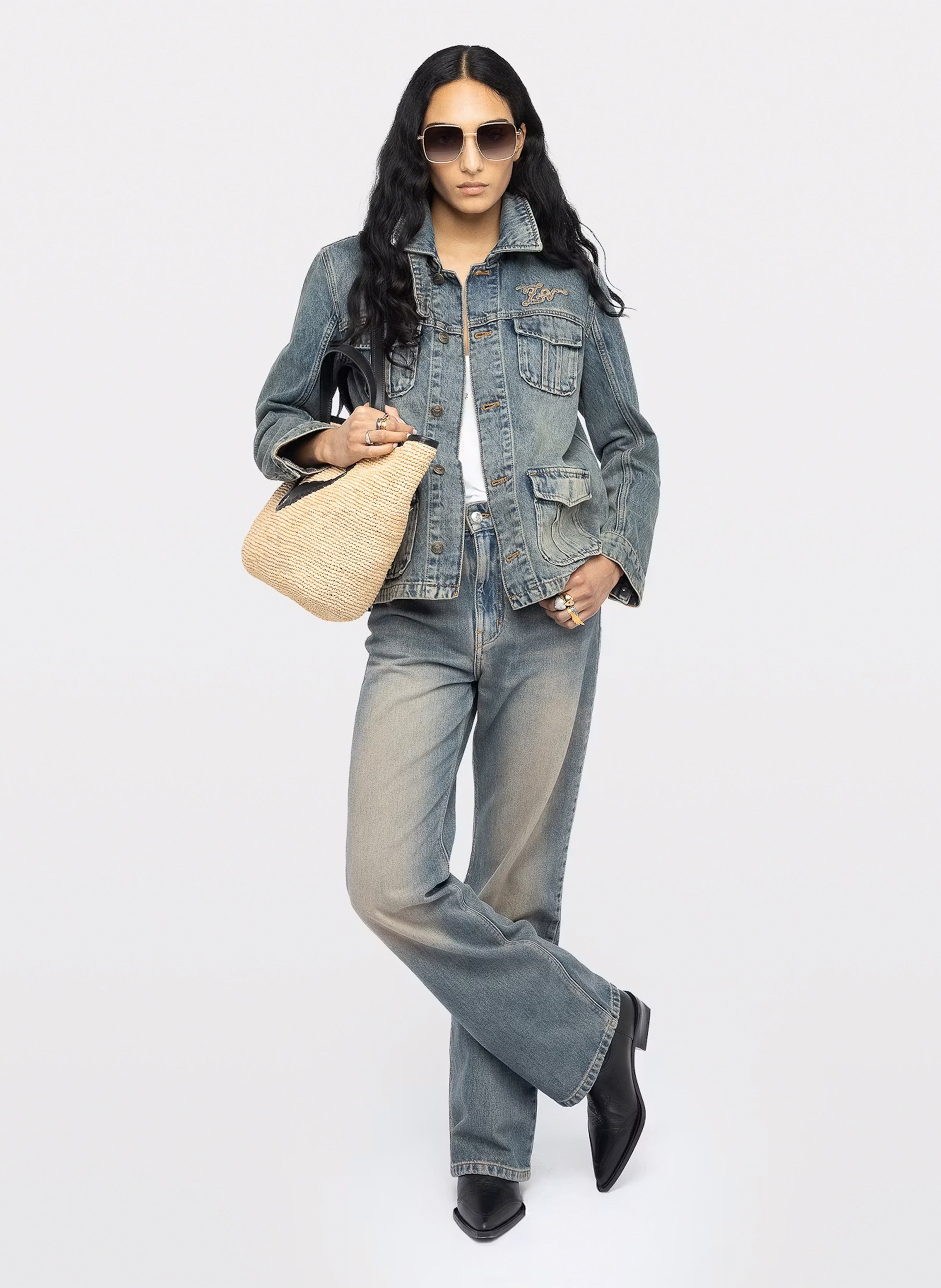 Straight cotton jacket with classic collar ZADIG&VOLTAIRE Blue