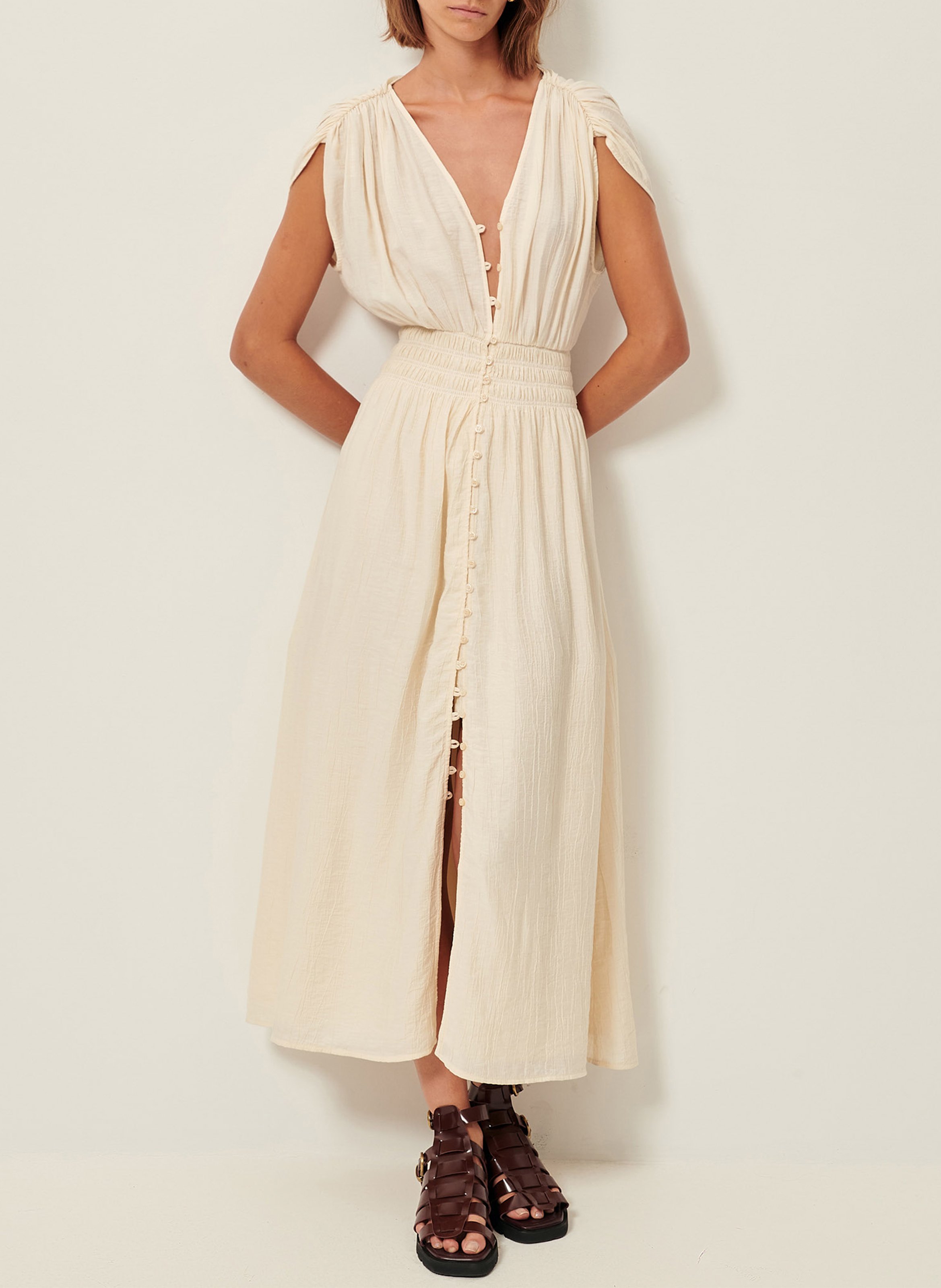 Gerade geschnittenes Hemdkleid SESSUN Beige