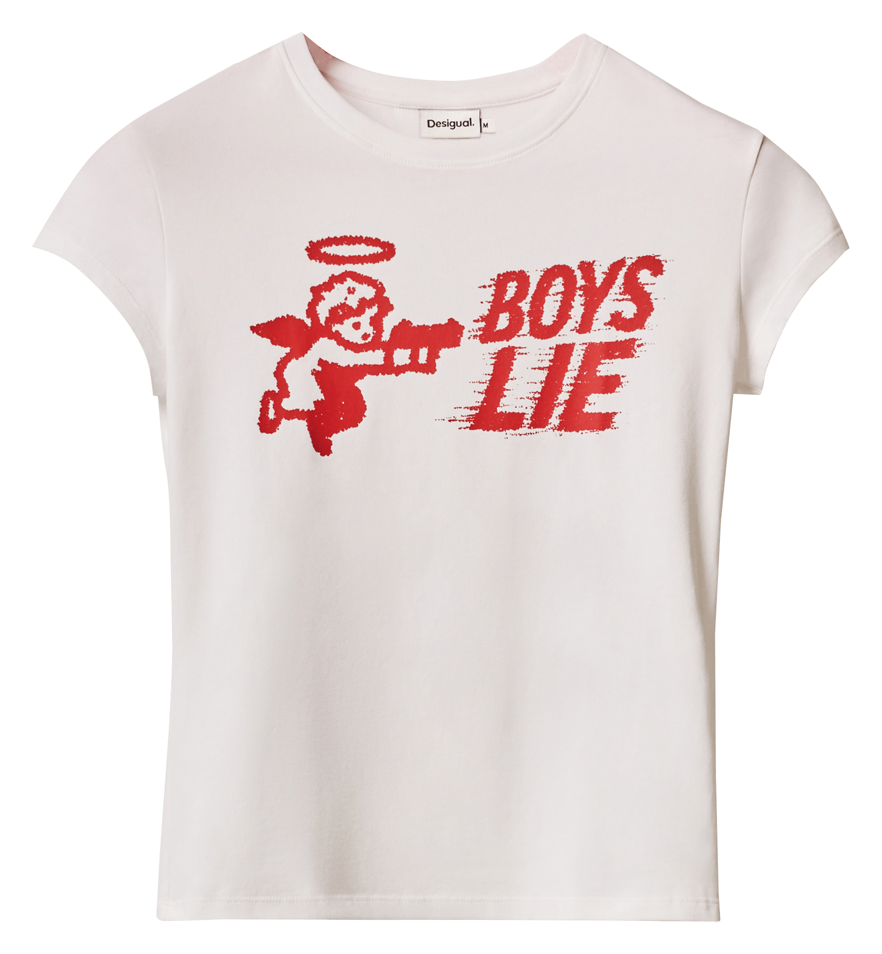 Tee-shirt col rond en coton mélangé DESIGUAL Blanc