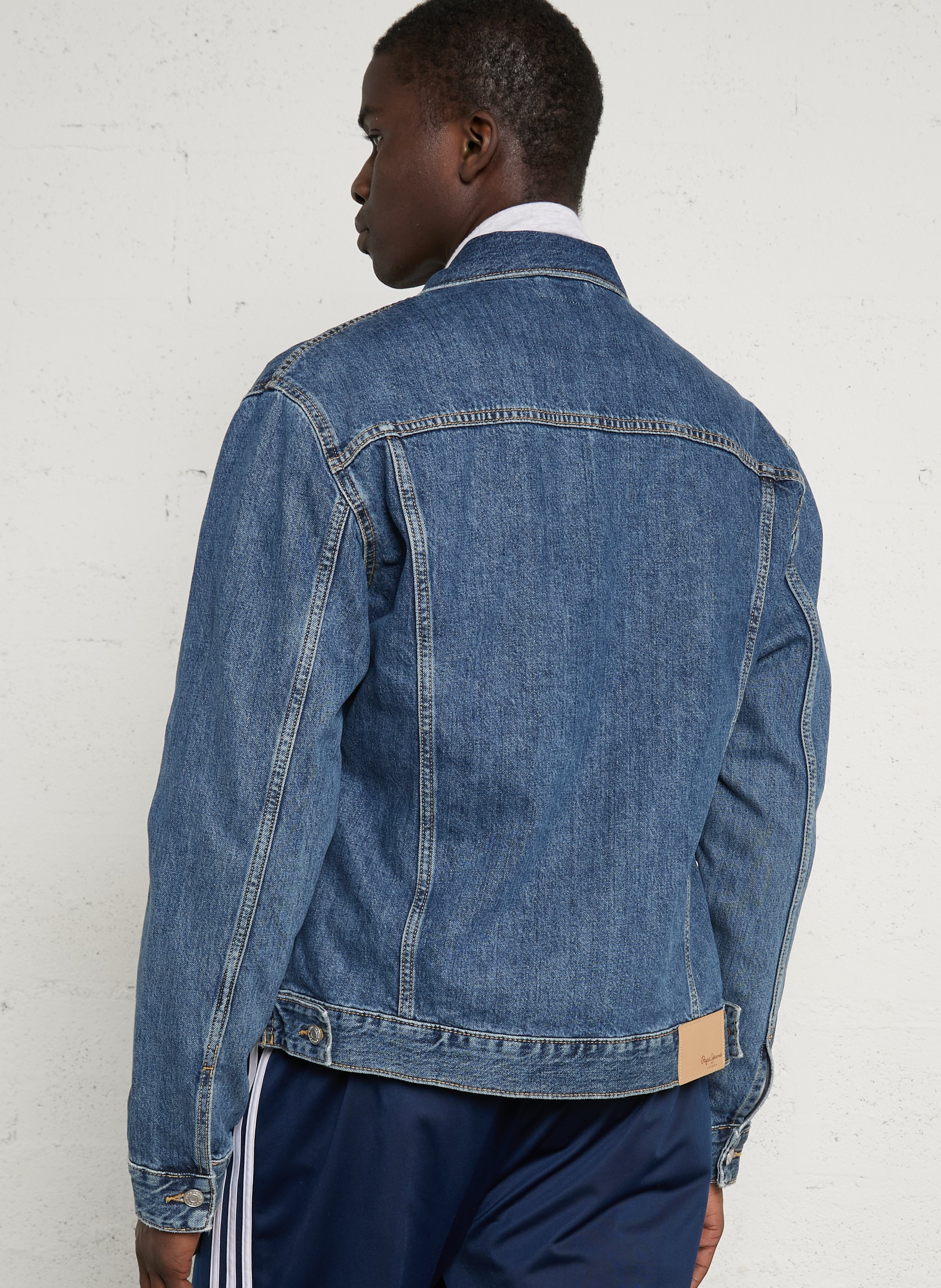 Buttoned straight short denim jacket PEPE JEANS Blue