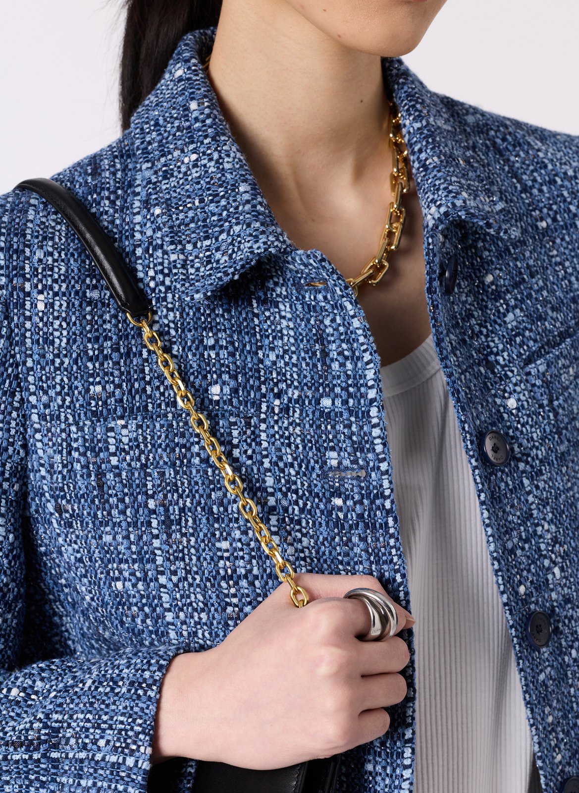 Cotton-blend coat with classic collar GERARD DAREL Blue