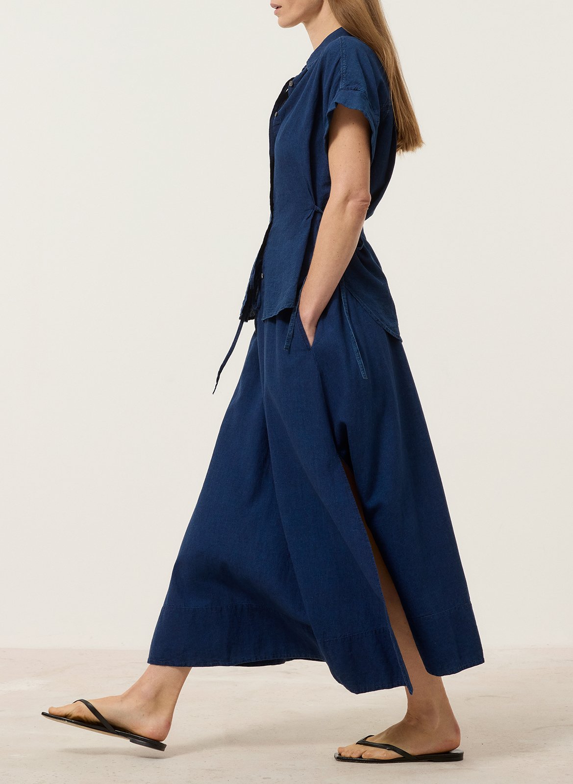 Flared skirt in linen and cotton blend CLOSED Blue