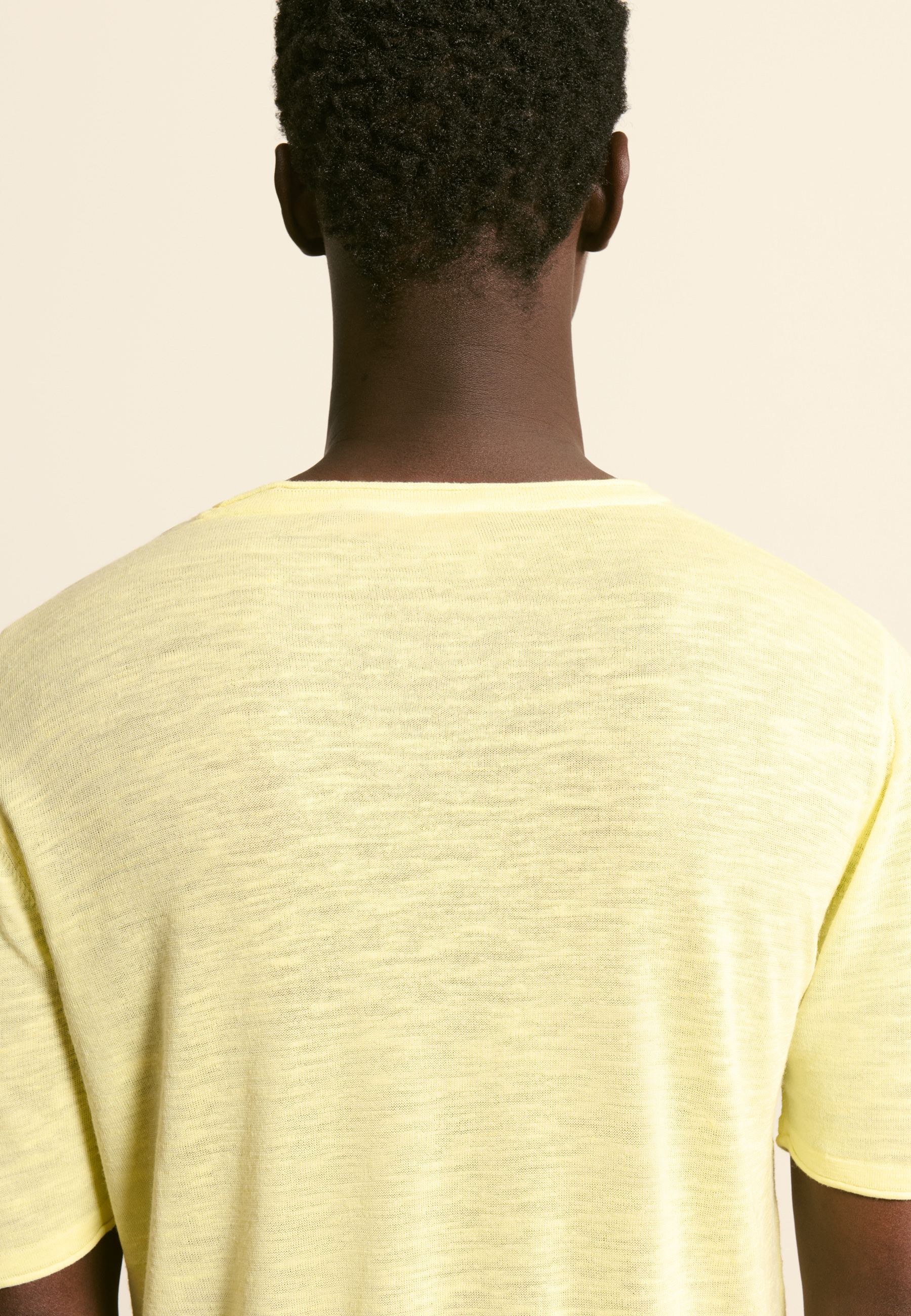 T-shirt col rond en lin flammé MAISON MONTAGUT Jaune