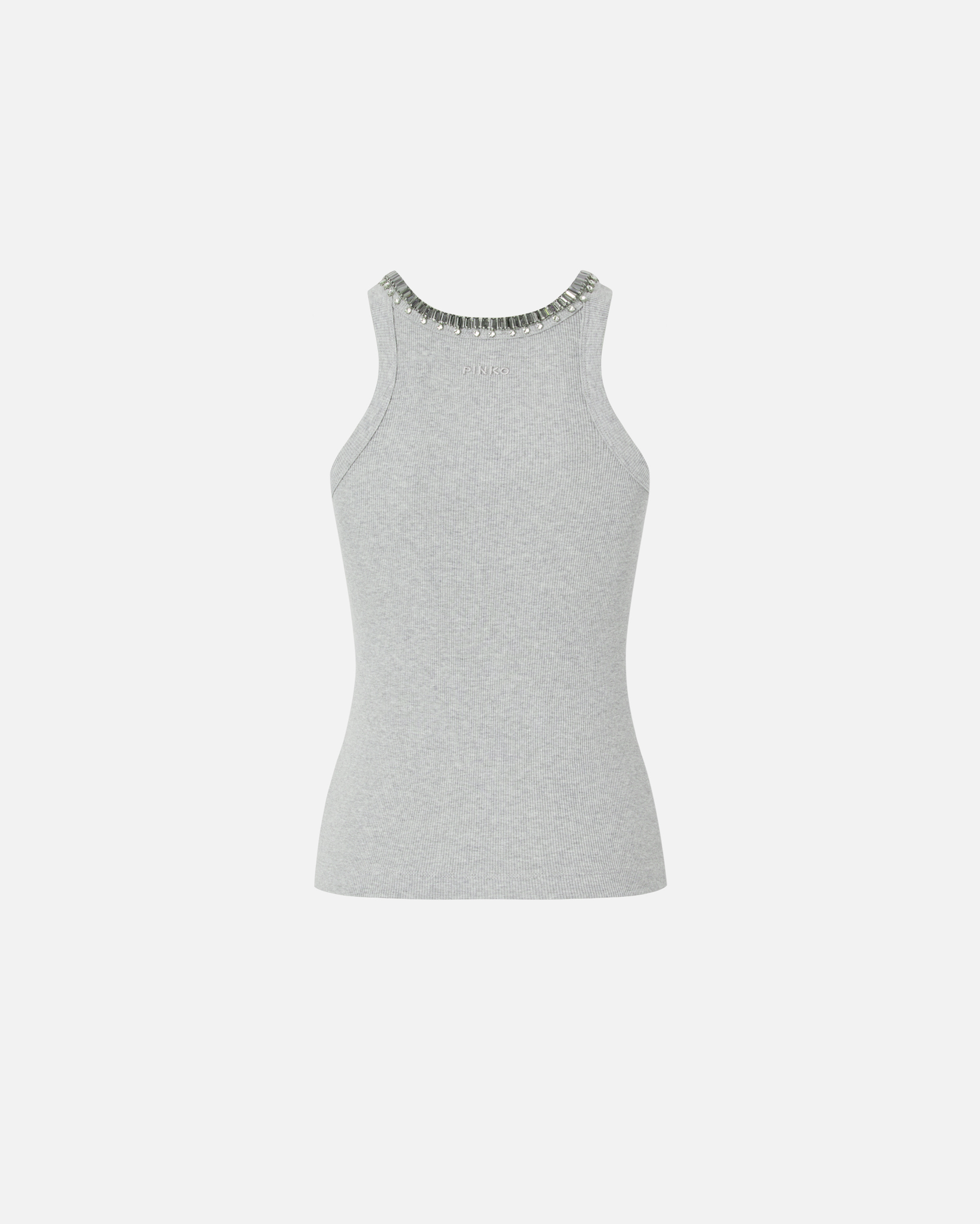 Ribbed top with jewel embroideries Grey