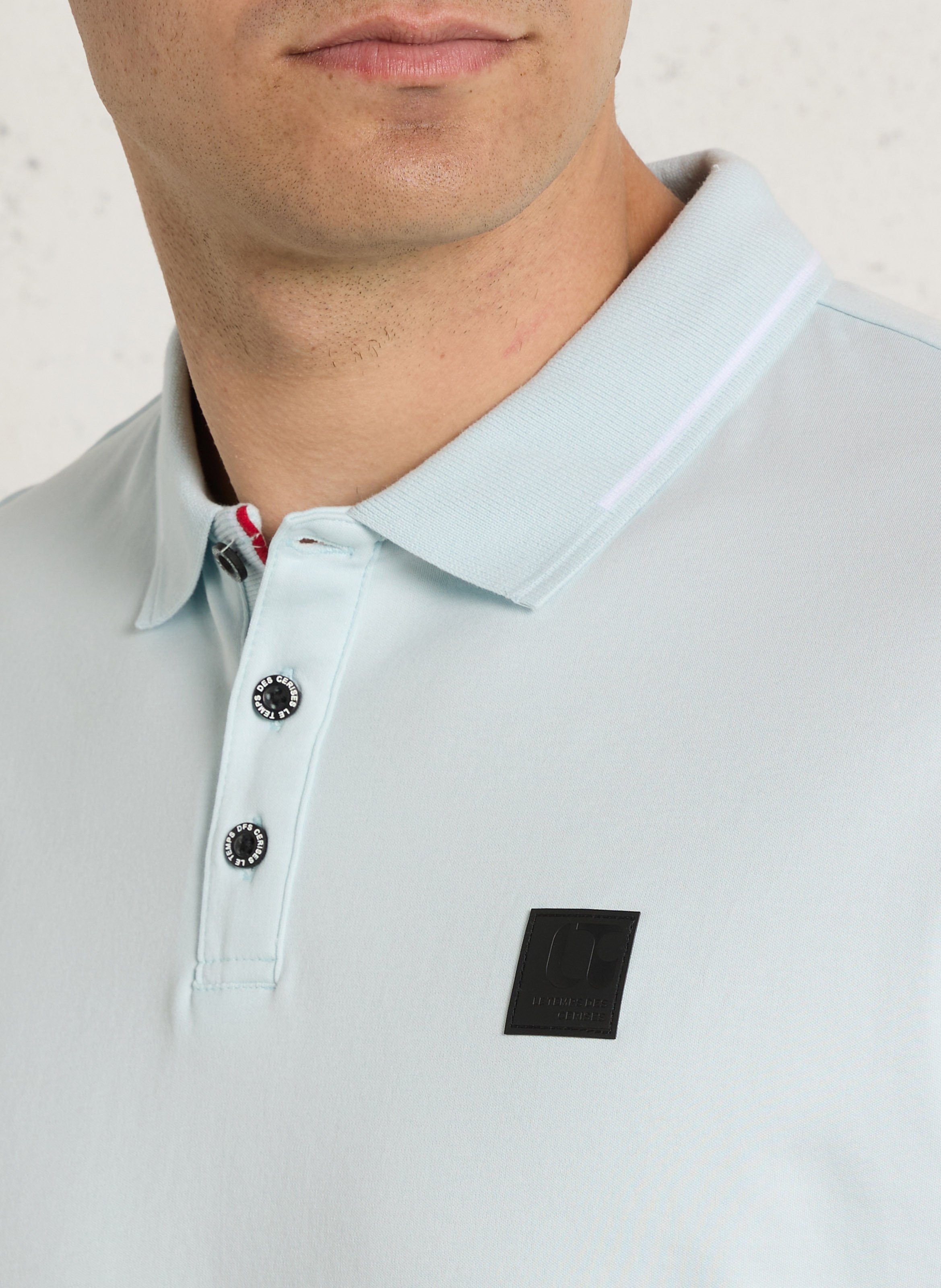 Polo droit manches courtes uni en coton LE TEMPS DES CERISES Bleu