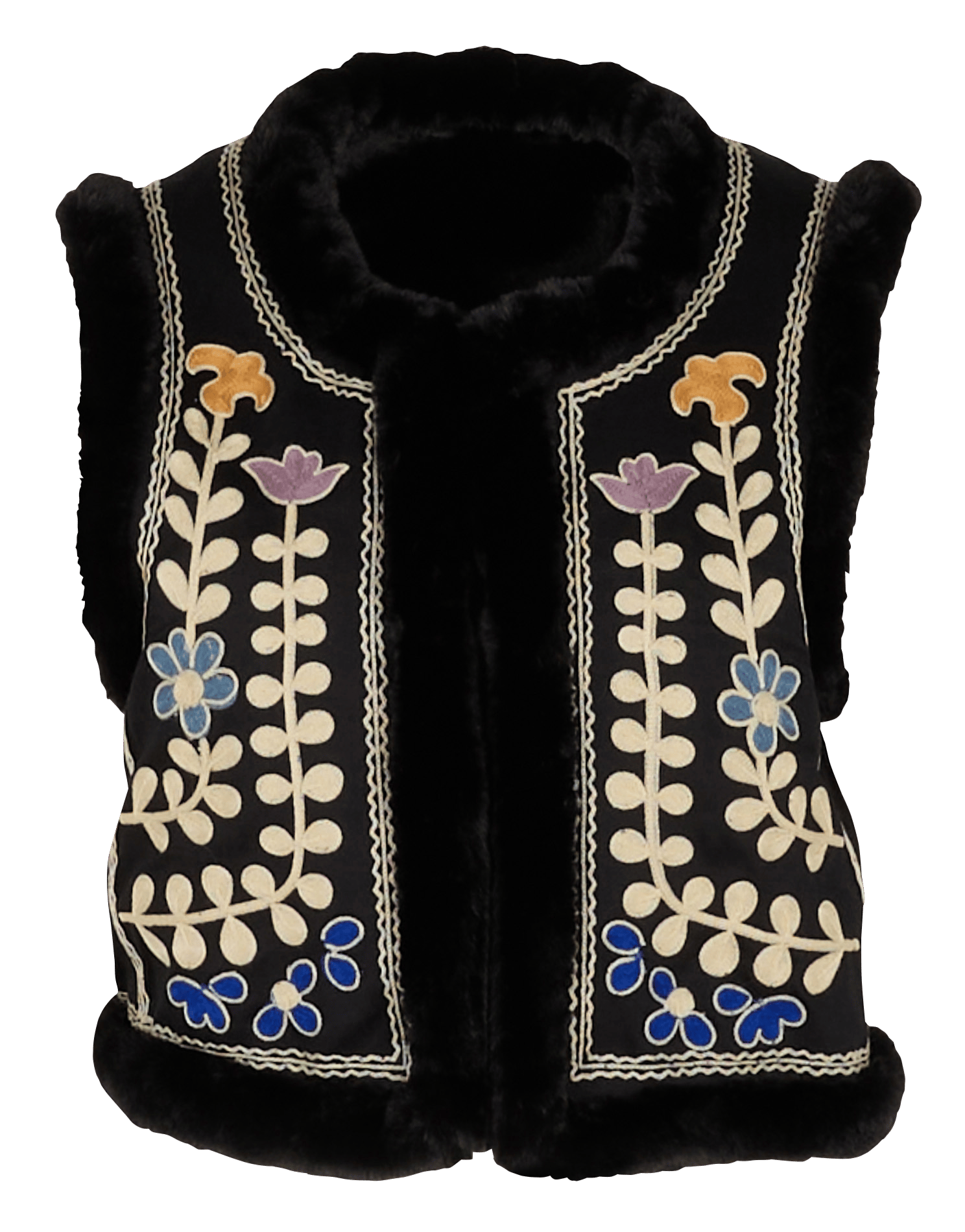 Veste droite col rond brodée LOUISE MISHA Noir